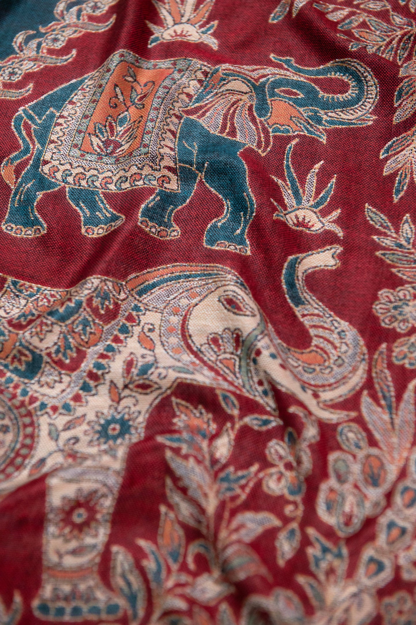 Pashtush India Mens Scarves Stoles and Mufflers Pashtush Mens Bamboo Reversible Muffler Tribal Elephants, Azure