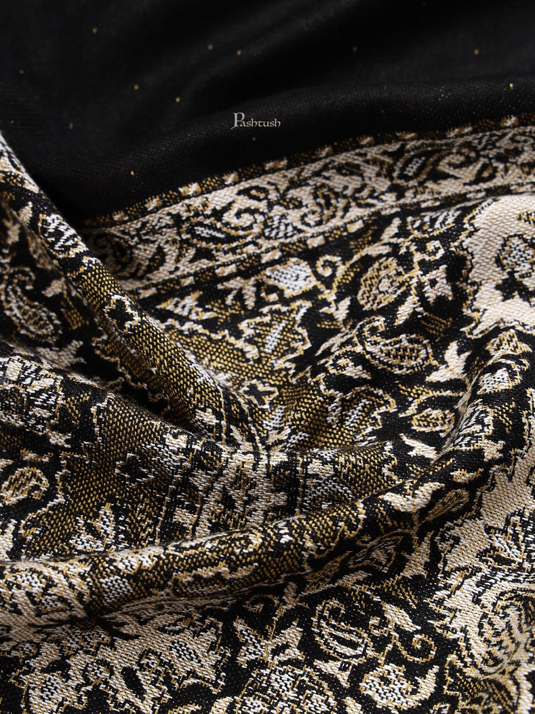 Pashtush India Mens Scarves Stoles and Mufflers Pashtush mens Bamboo stole, jacquard design, Black