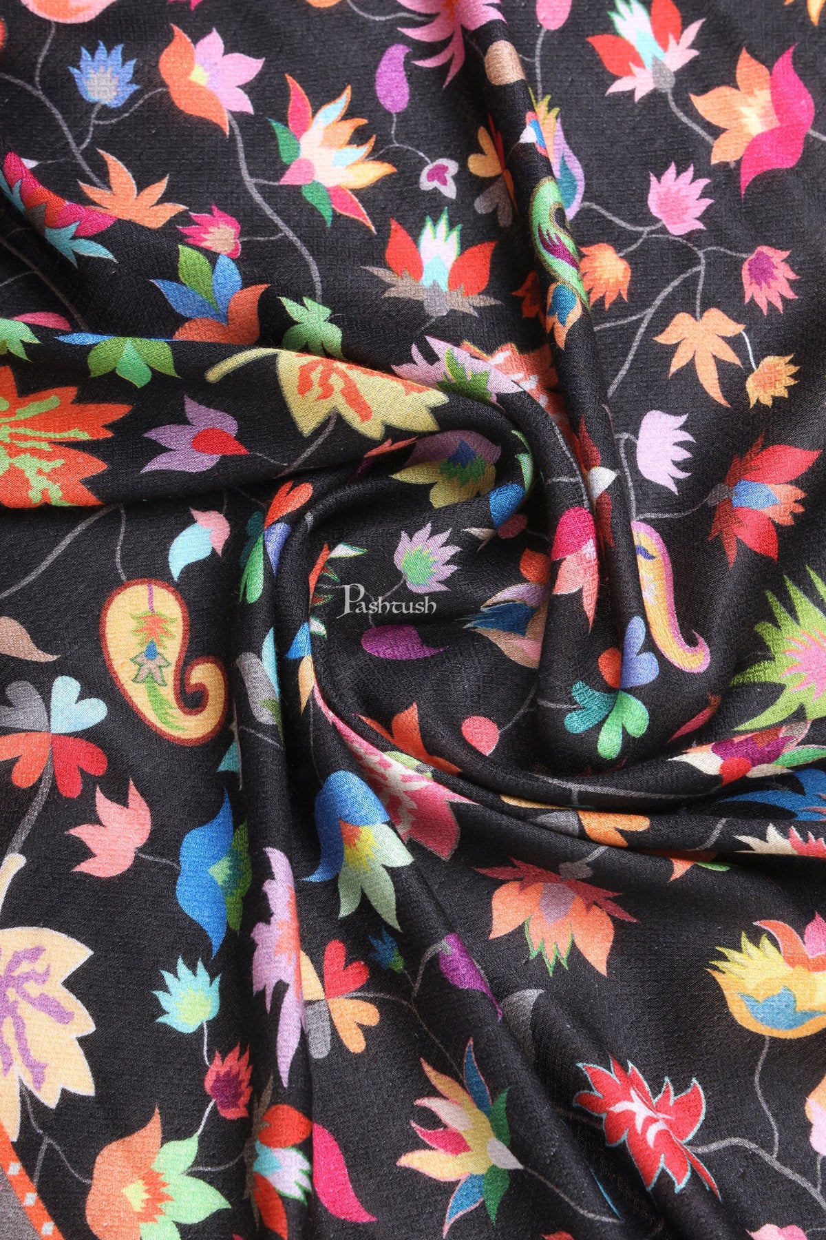 Pashtush India Mens Scarves Stoles and Mufflers Pashtush Mens Bamboo Stole, Paisley Design, Black