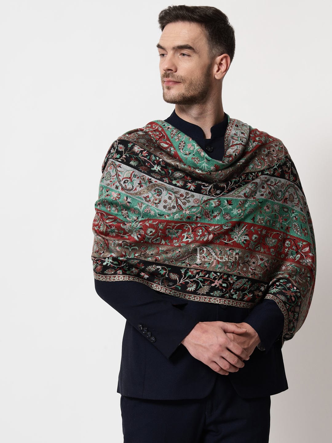 Pashtush India Mens Scarves Stoles and Mufflers Pashtush mens Bamboo stole, stripe design, Multicolour