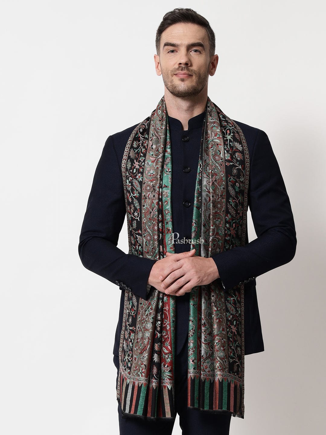 Pashtush India Mens Scarves Stoles and Mufflers Pashtush mens Bamboo stole, stripe design, Multicolour