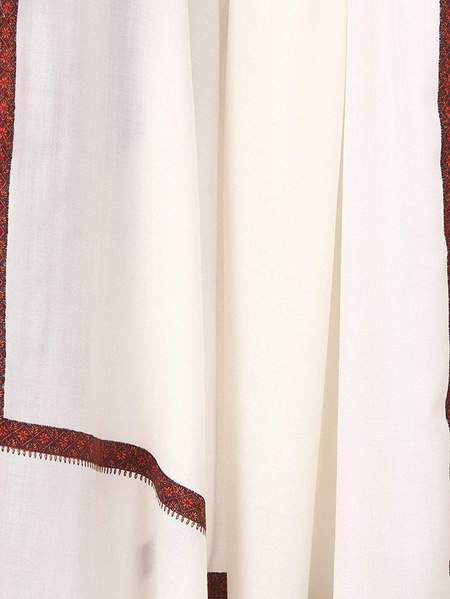 Pashtush India Shawl Pashtush Mens Border Embroidery Mens shawl with handwork in White