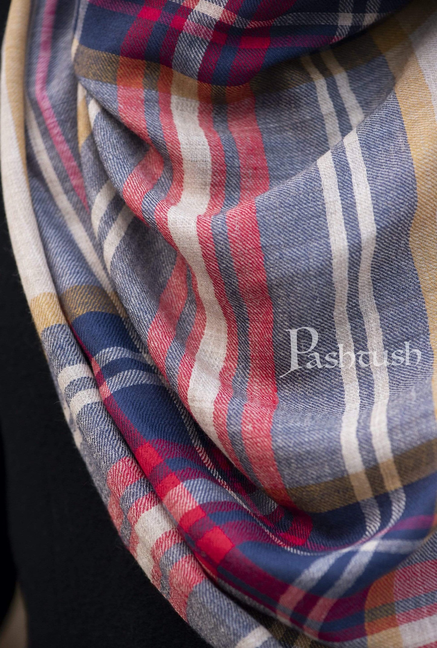 Pashtush India 70x200 Pashtush Mens Cashmere Wool Checkered Scarf