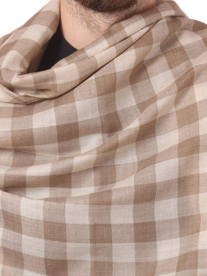 Pashtush Mens Check Shawl, Extra Fine Wool, Soft And Light Weight