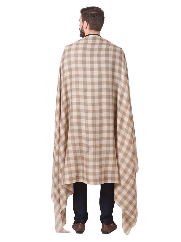 Pashtush Mens Check Shawl, Extra Fine Wool, Soft And Light Weight