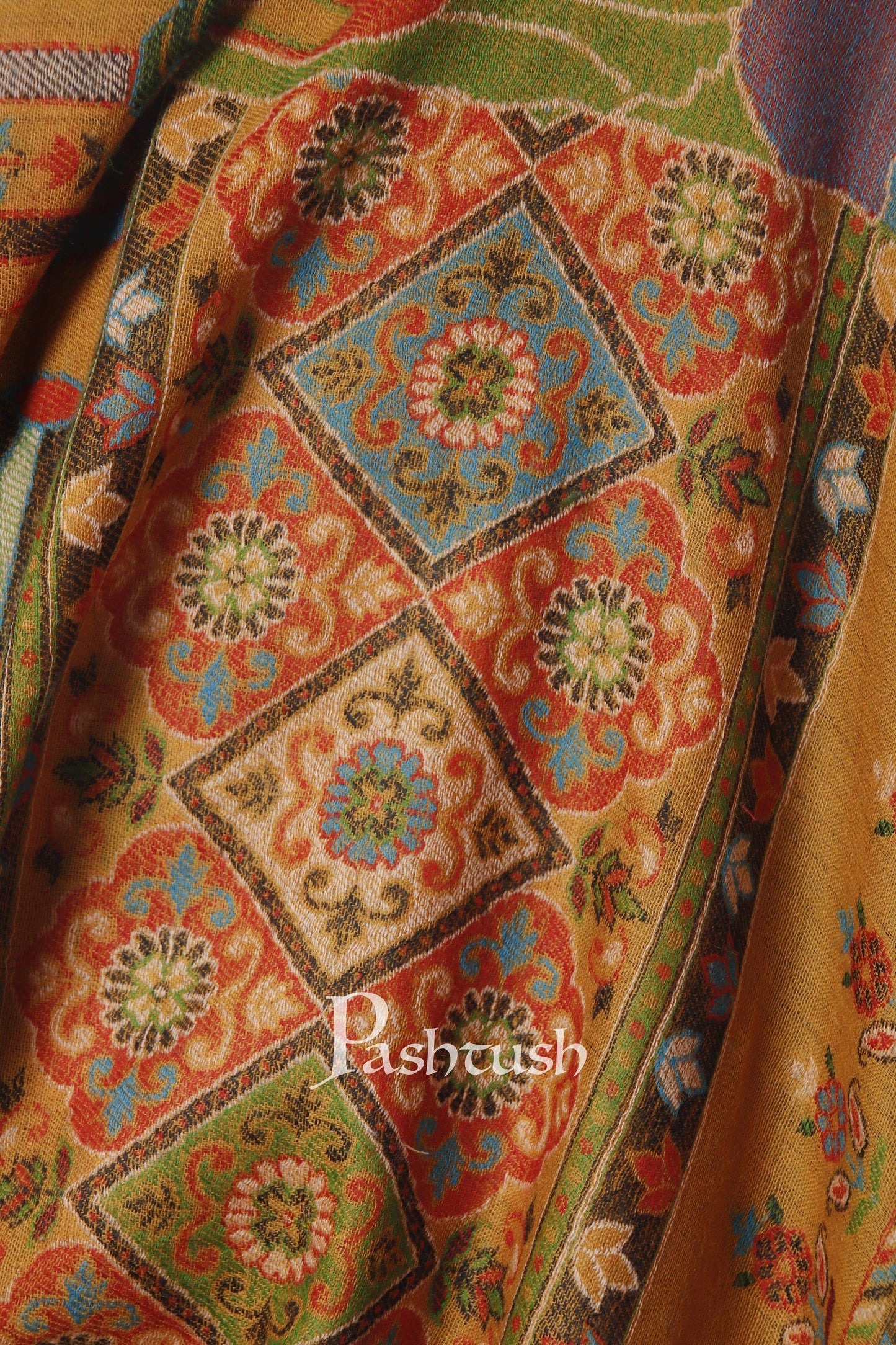 Pashtush India 100x200 Pashtush Mens Darbar Stole, With Woven Kaani, Pure Wool, Woolmark Certified