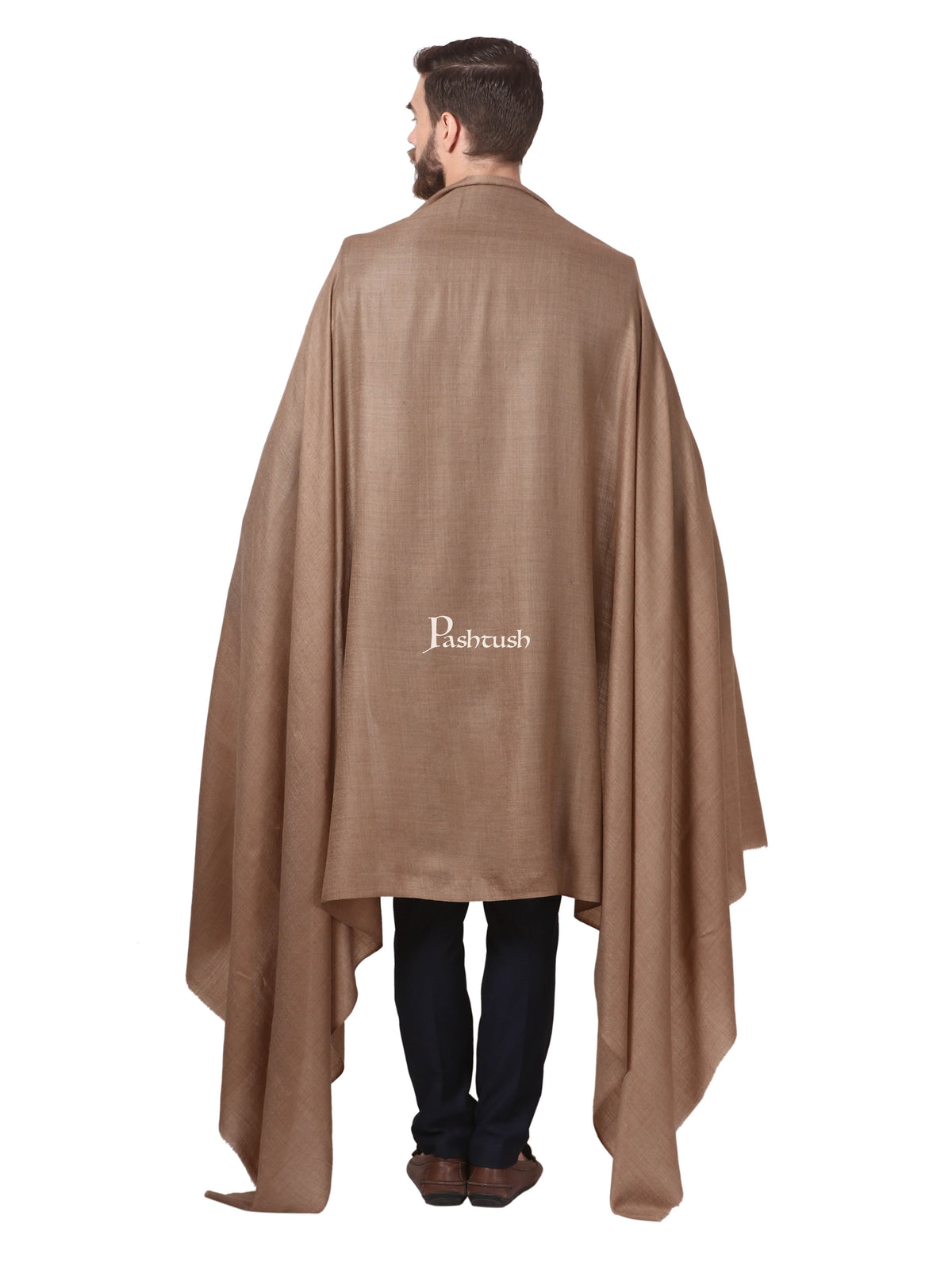 Pashtush India Mens Shawls Gents Shawl Pashtush Mens Diamond Weave Shawl, Fine Wool, Medium Size, Taupe