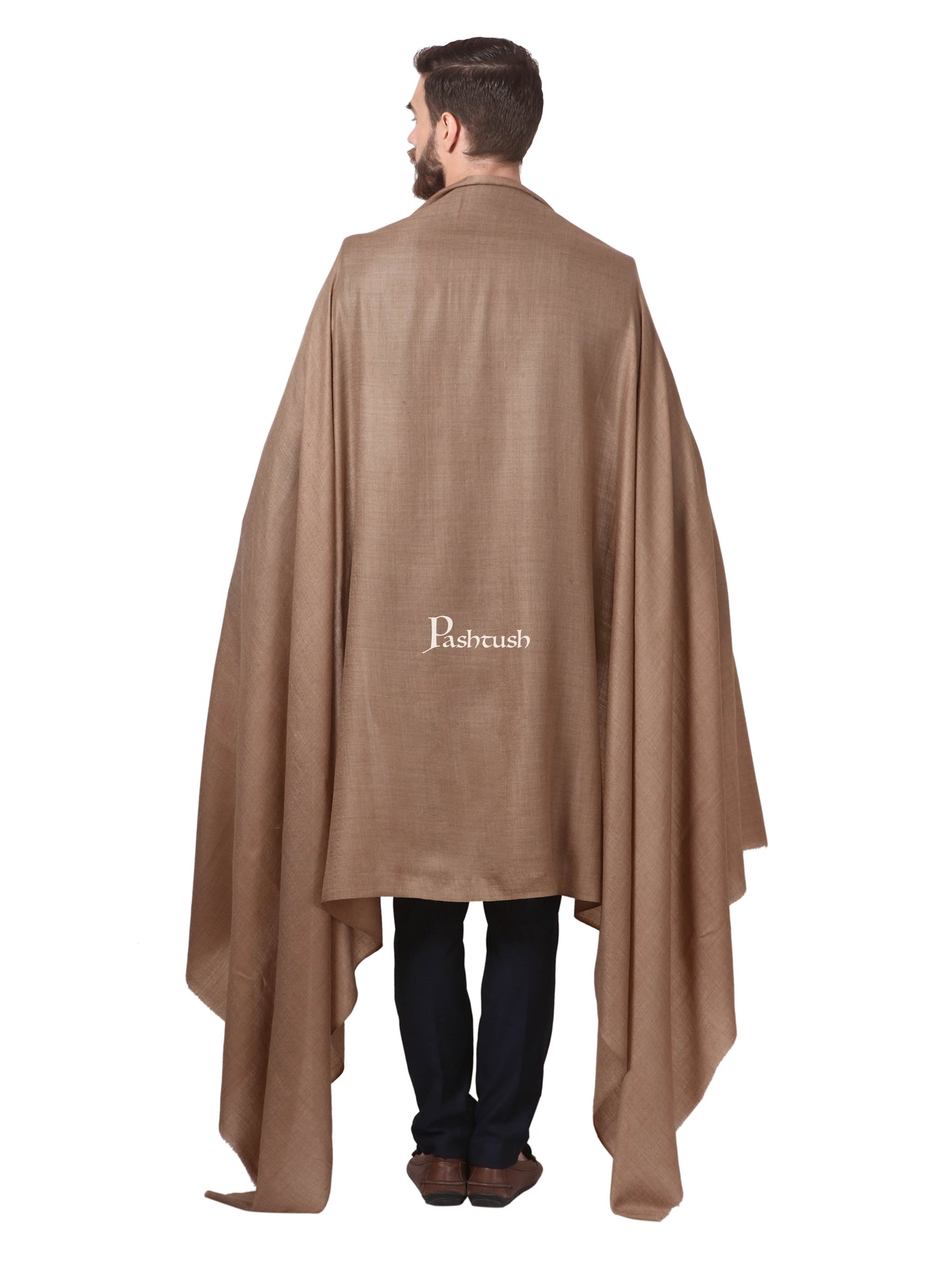 Pashtush India Mens Shawls Gents Shawl Pashtush Mens Diamond Weave Shawl, Fine Wool, Medium Size, Taupe