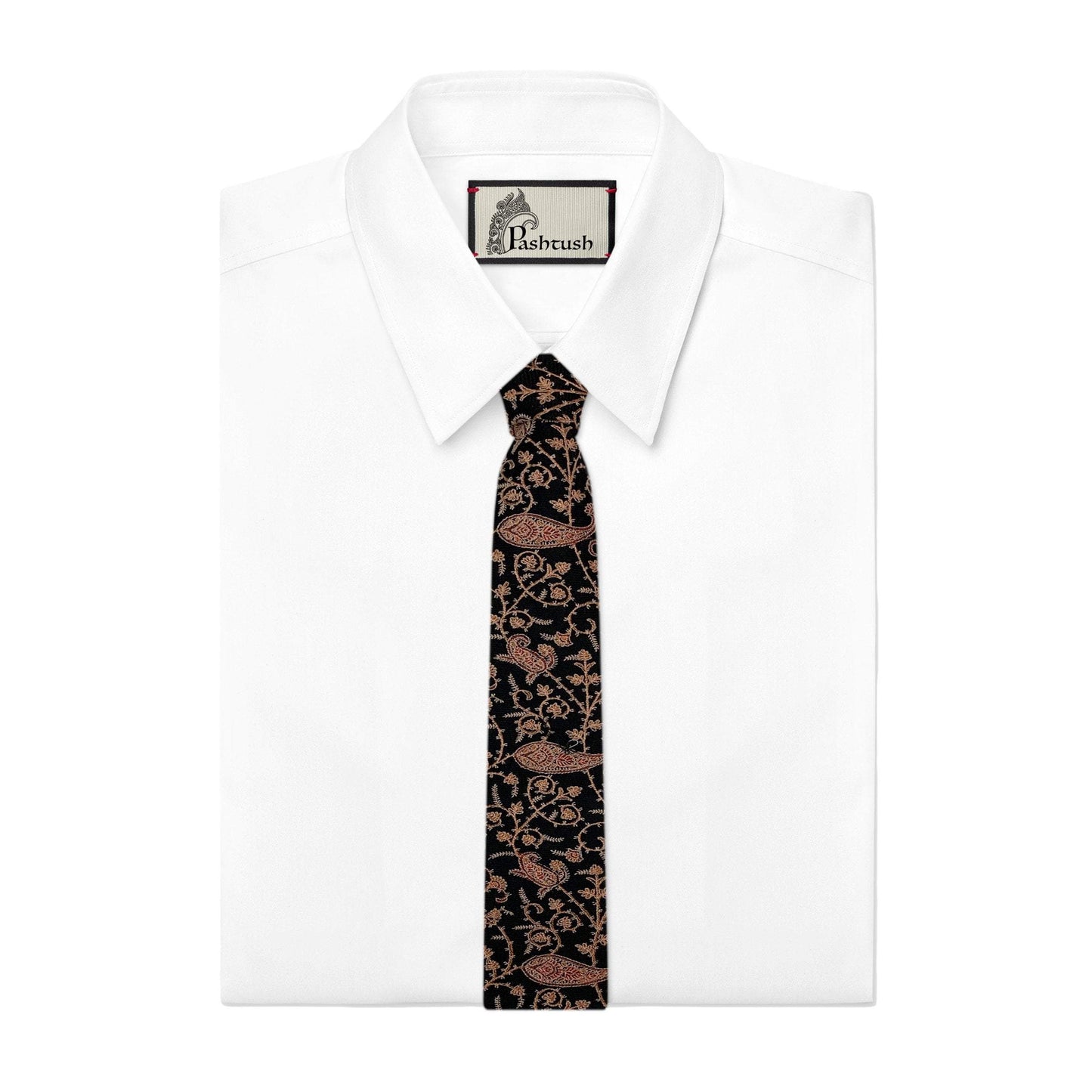 Pashtush India Tie Pashtush Mens Embroidered Necktie, Wool, Paisley Design, Black