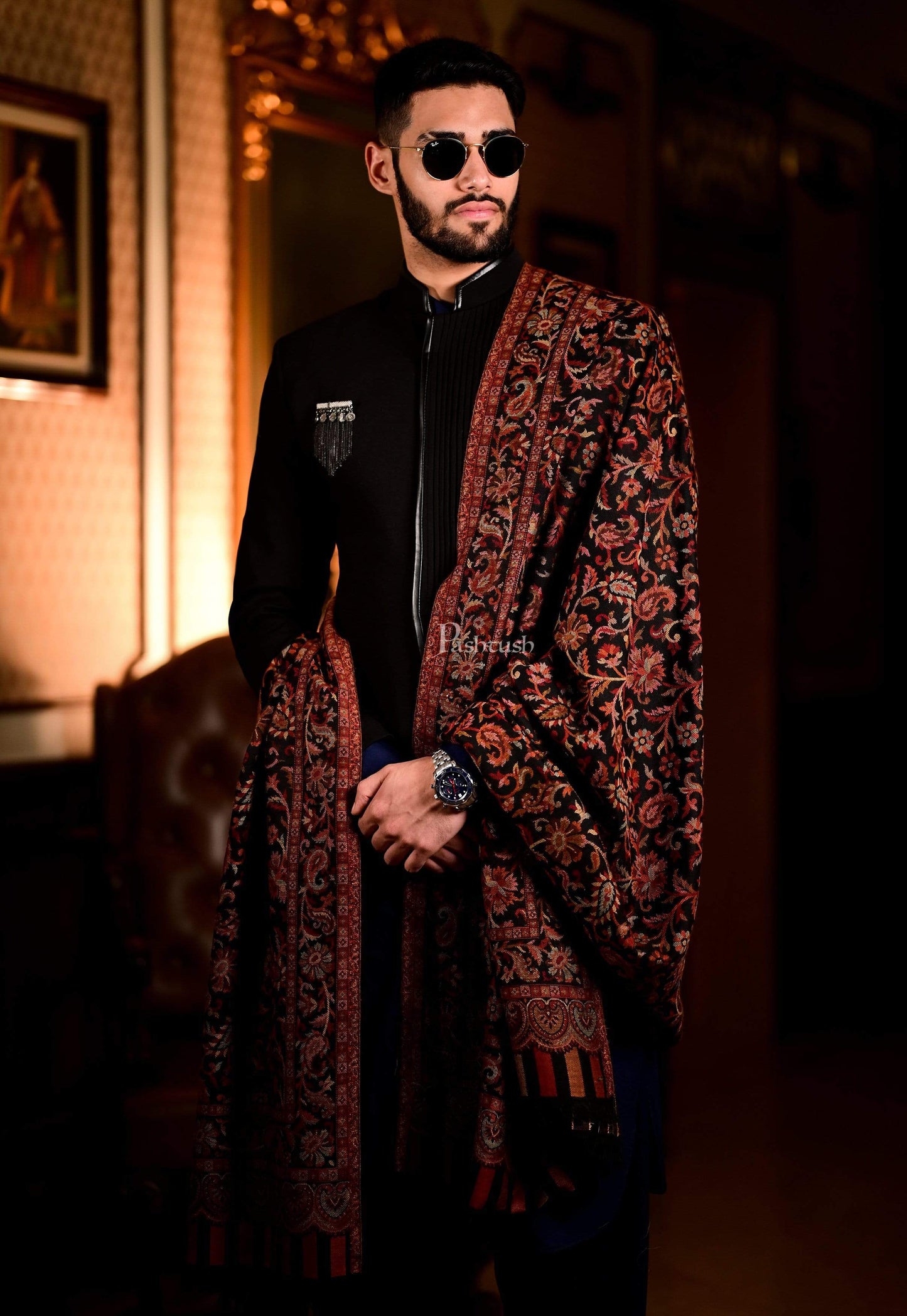 Pashtush India 127x254 Pashtush Mens Ethnic Shawl, Mens Lohi, Full Size, Fine