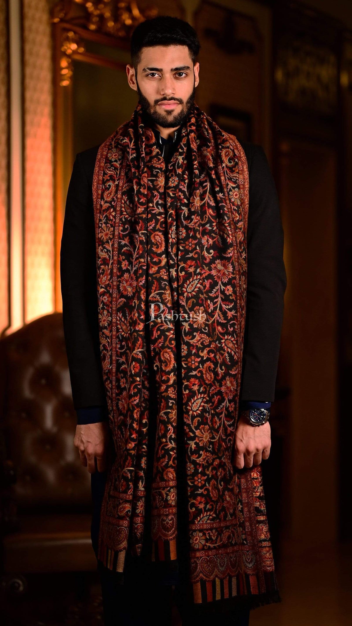 Pashtush India 127x254 Pashtush Mens Ethnic Shawl, Mens Lohi, Full Size, Fine