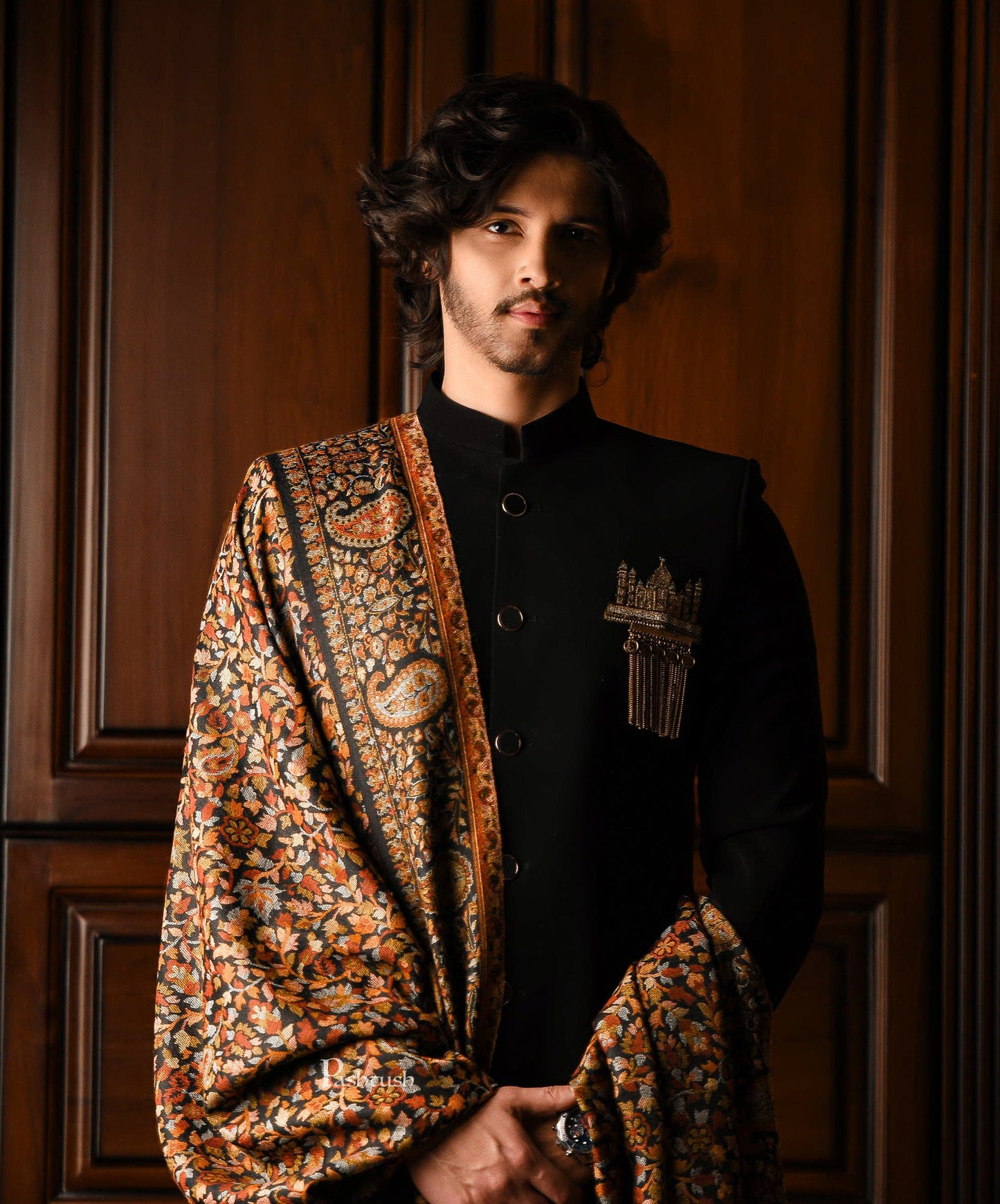 Pashtush India Mens Shawls Gents Shawl Pashtush Mens Ethnic Shawl, Mens Lohi , Full Size, Fine Wool