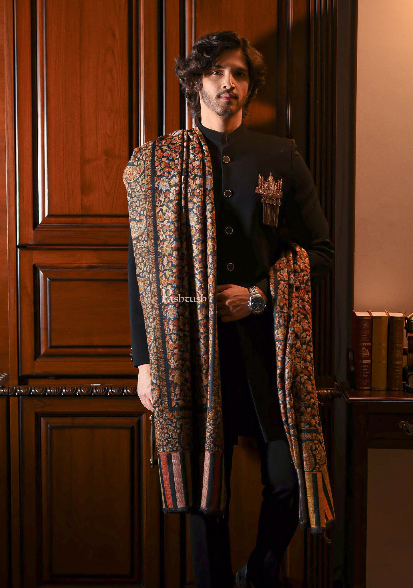 Pashtush India Mens Shawls Gents Shawl Pashtush Mens Ethnic Shawl, Mens Lohi , Full Size, Fine Wool