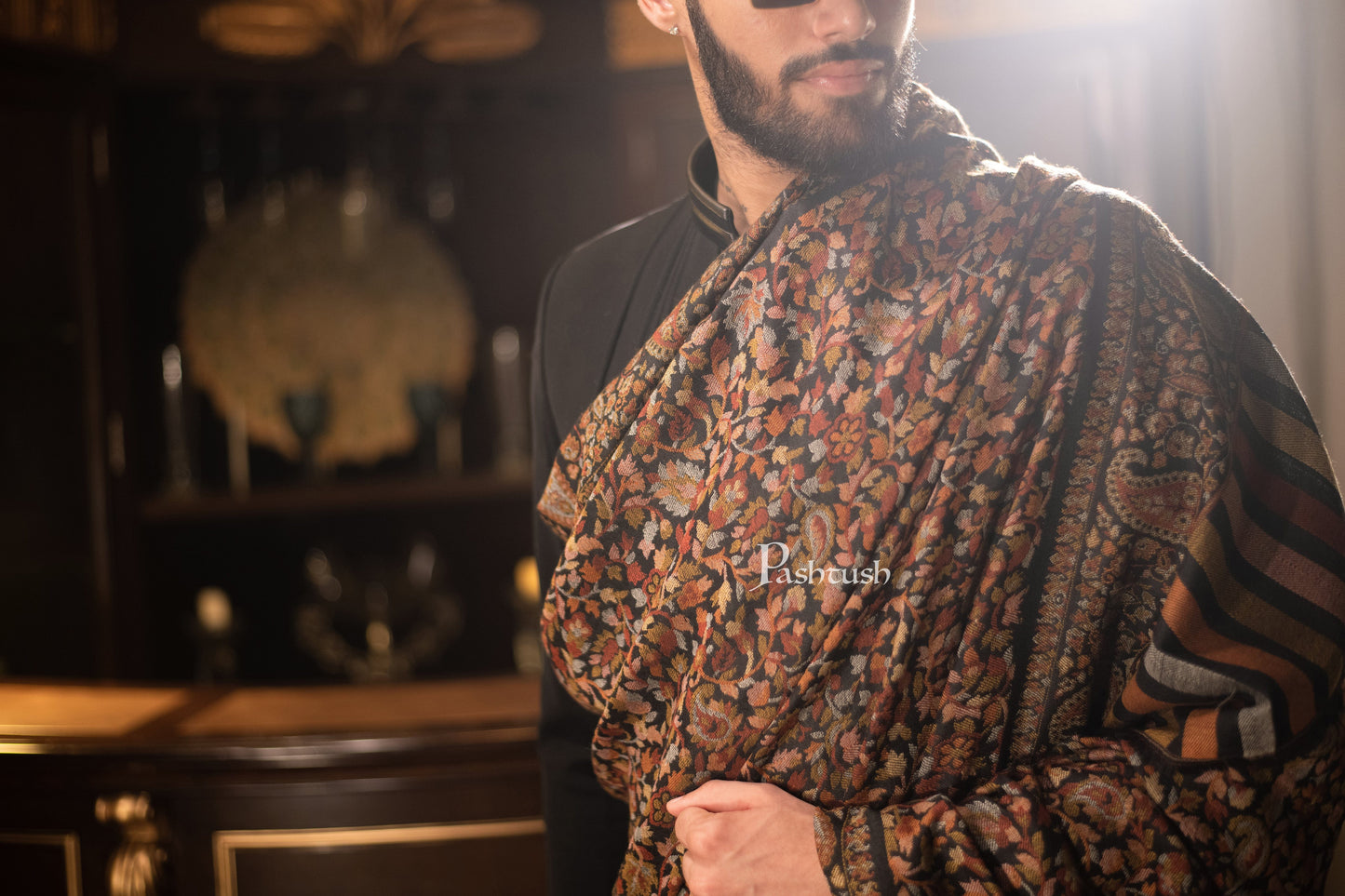 Pashtush India Mens Shawls Gents Shawl Pashtush Mens Ethnic Shawl, Mens Lohi , Full Size, Fine Wool