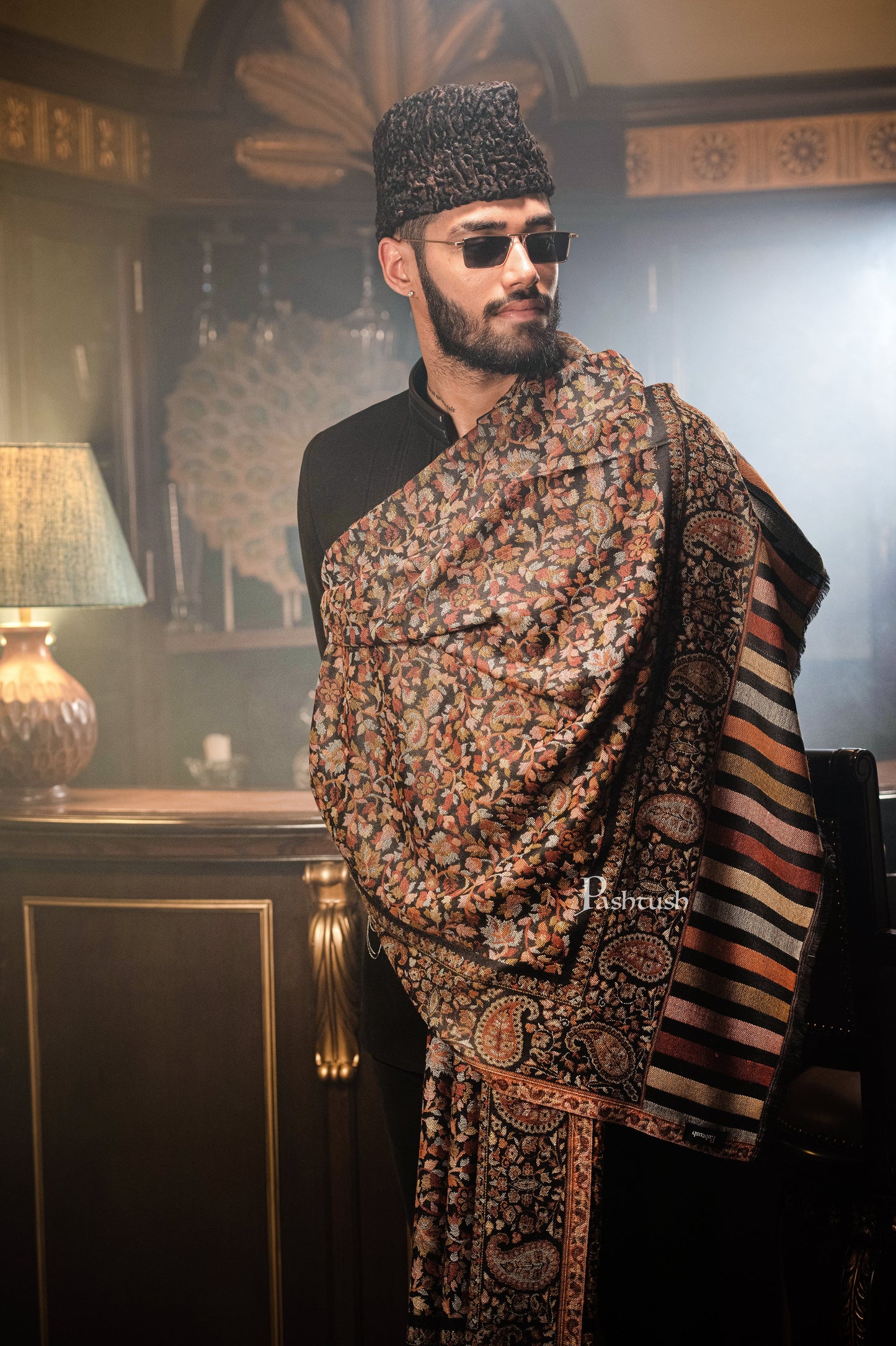 Pashtush India Mens Shawls Gents Shawl Pashtush Mens Ethnic Shawl, Mens Lohi , Full Size, Fine Wool