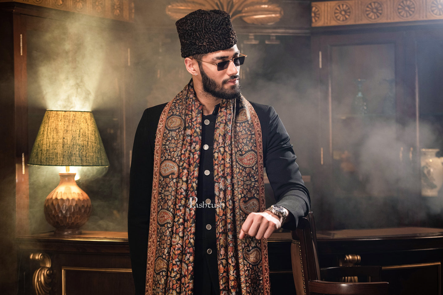 Pashtush India Mens Shawls Gents Shawl Pashtush Mens Ethnic Shawl, Mens Lohi , Full Size, Fine Wool