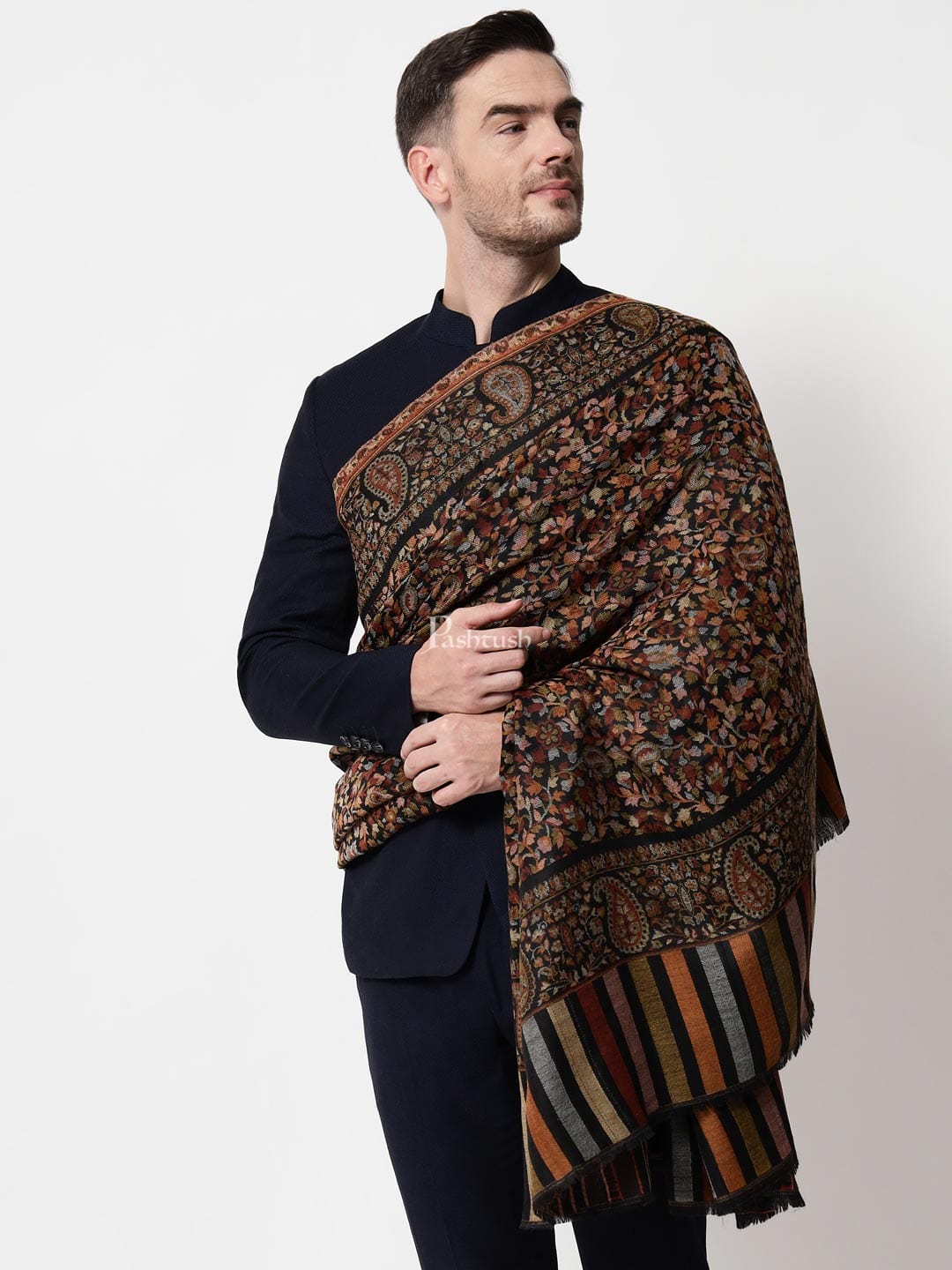 Pashtush India Mens Shawls Gents Shawl Pashtush Mens Ethnic Shawl, Mens Lohi , Full Size, Fine Wool