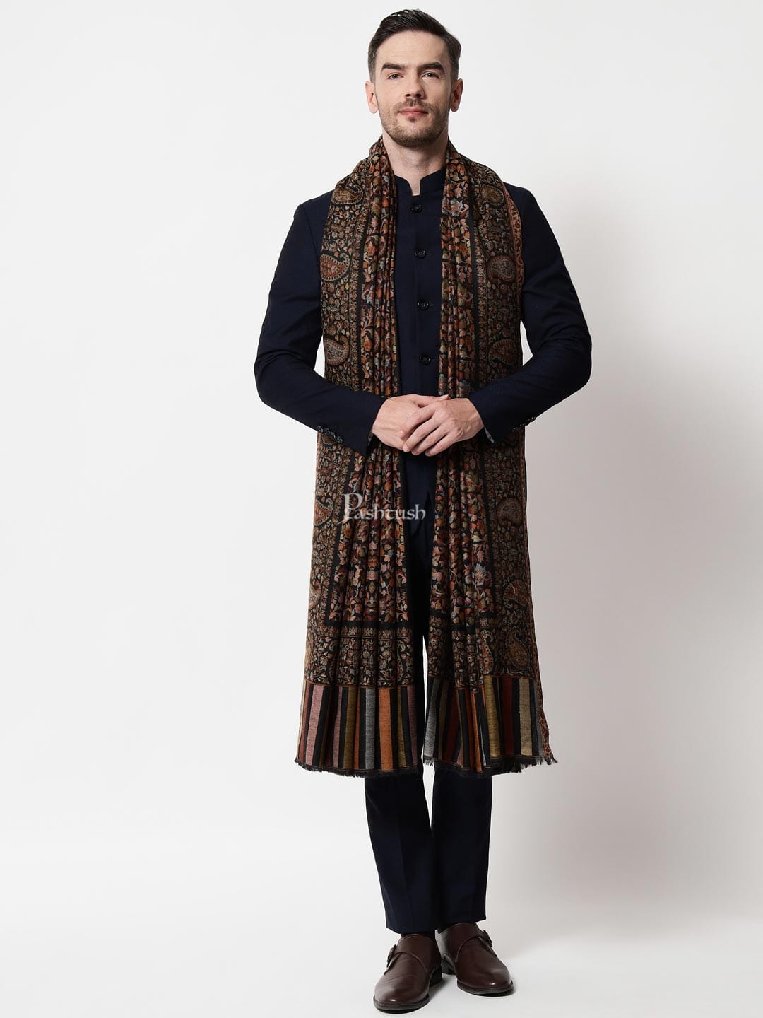 Pashtush India Mens Shawls Gents Shawl Pashtush Mens Ethnic Shawl, Mens Lohi , Full Size, Fine Wool