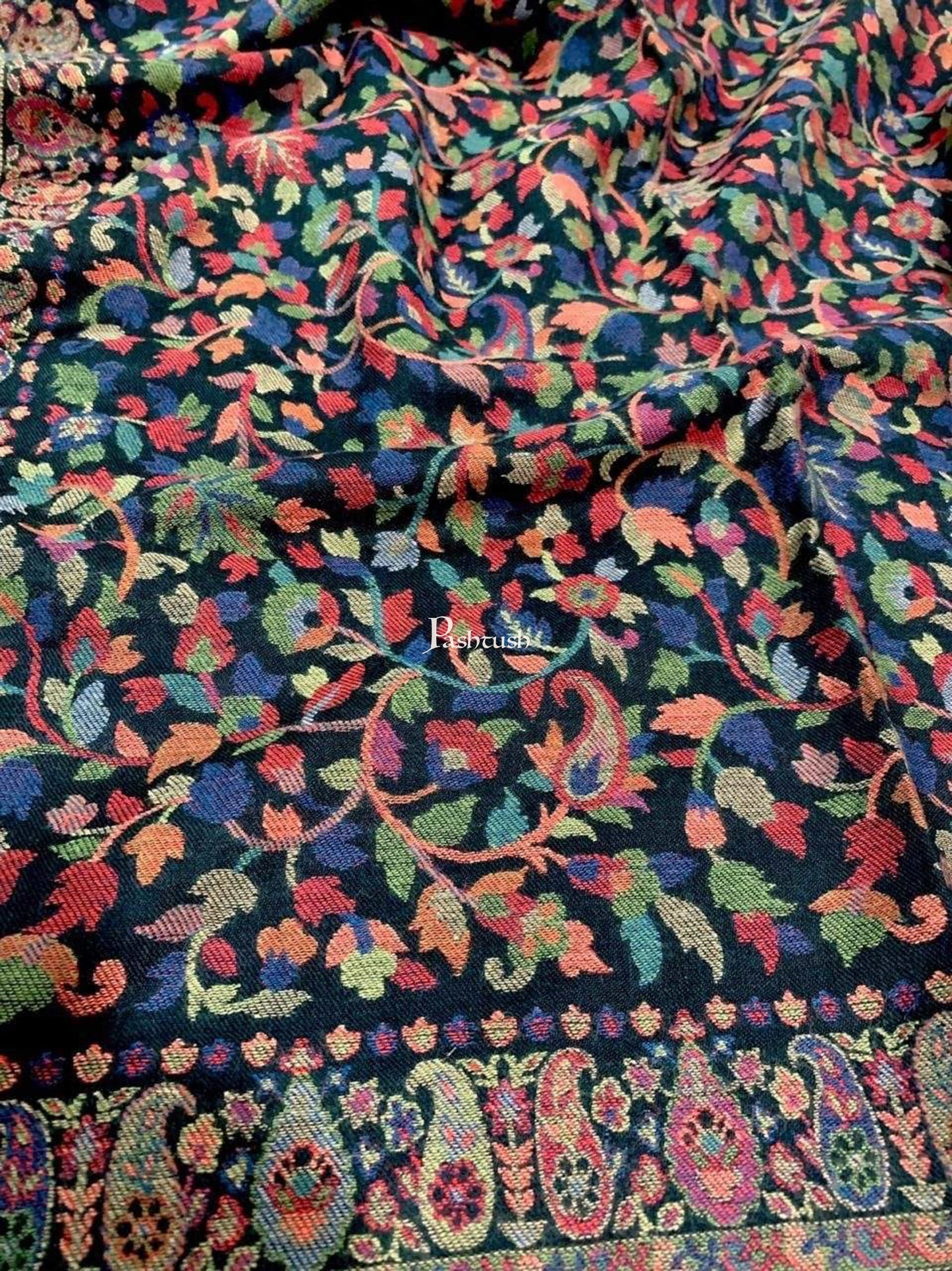 Pashtush India Mens Shawls Gents Shawl Pashtush Mens Ethnic Shawl, Mens Lohi, Full Size, Fine Wool, Black
