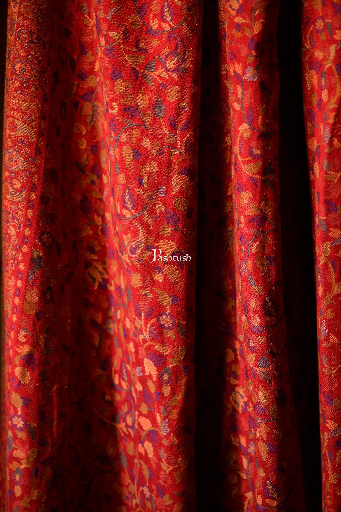 Pashtush India Mens Shawls Gents Shawl Pashtush Mens Ethnic Shawl, Mens Lohi, Full Size, Fine Wool, Maroon