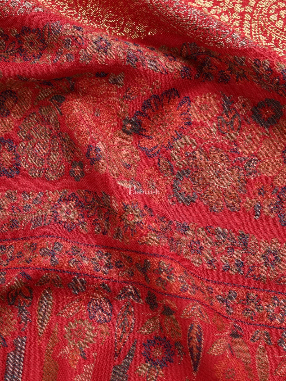 Pashtush India Mens Shawls Gents Shawl Pashtush Mens Ethnic Shawl, Mens Lohi , Full Size, Fine Wool, With Metallic Weave, Red