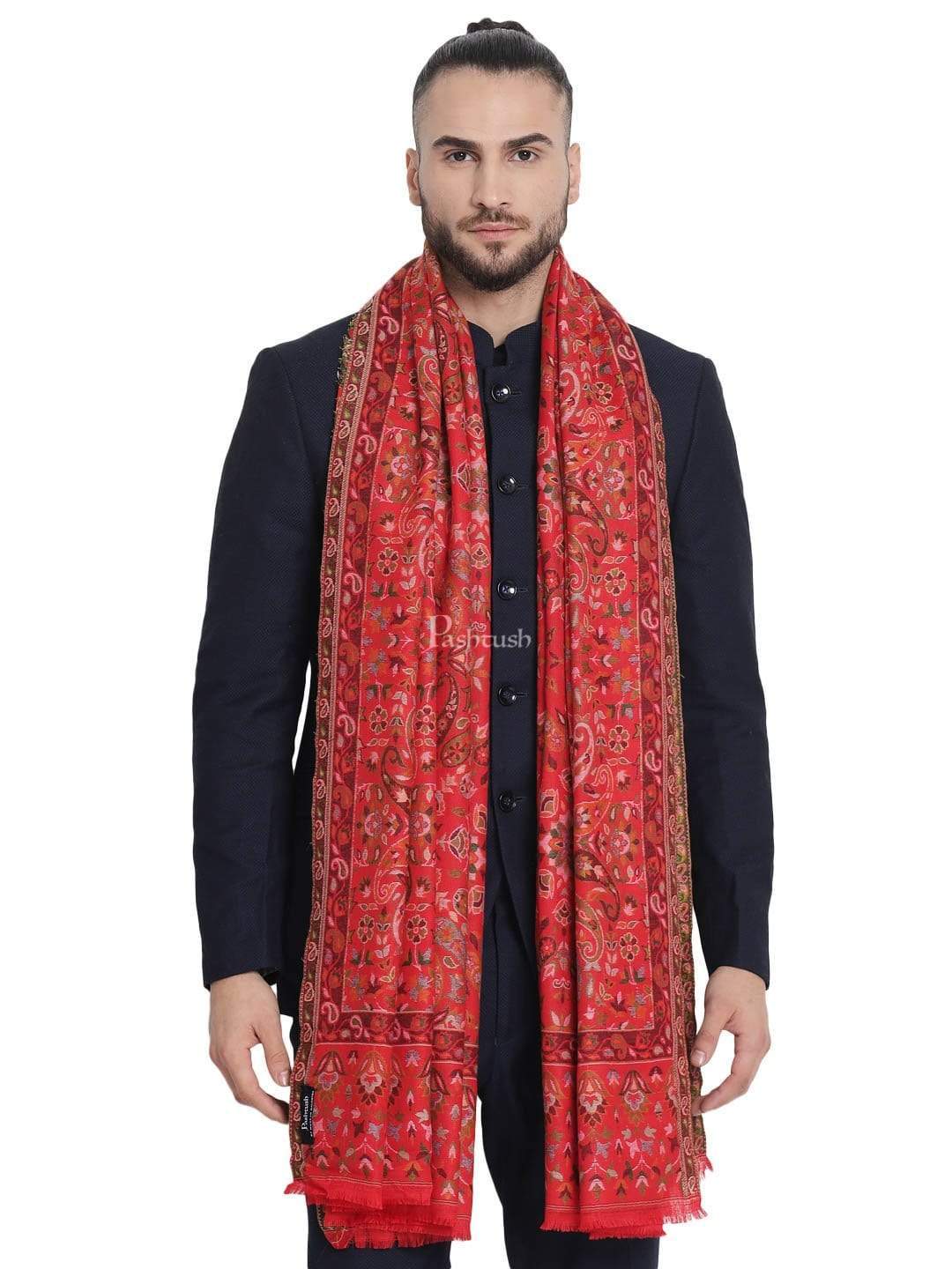 Pashtush India 100x200 Pashtush Mens Ethnic Stole, Faux Pashmina, Soft and Warm, Multi coloured
