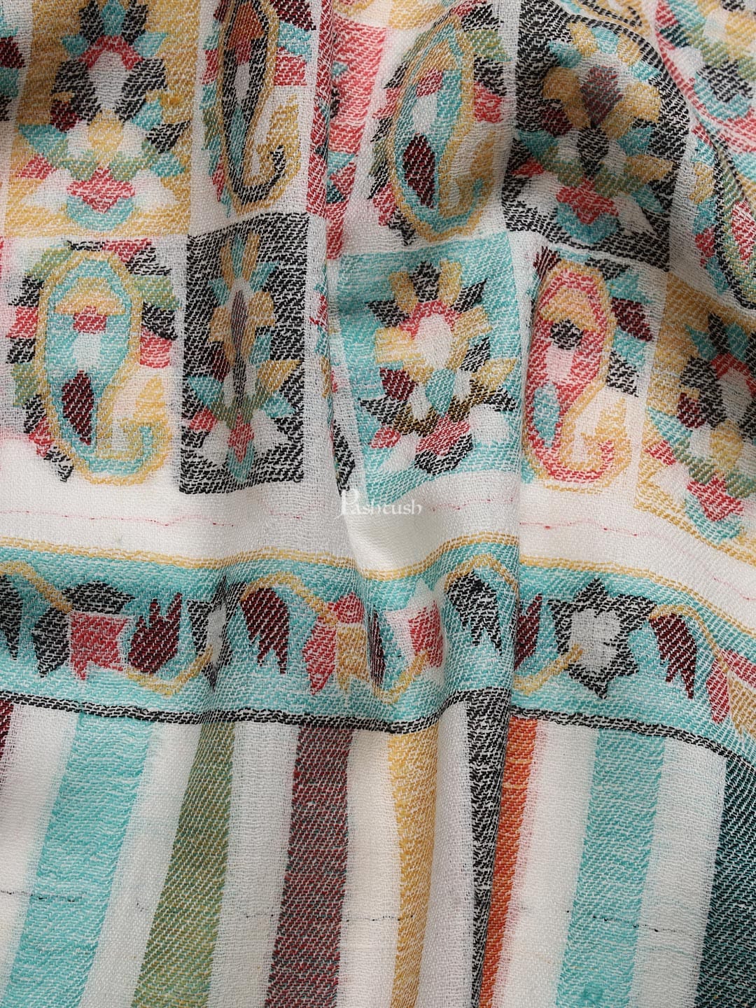 Pashtush India Mens Shawls Gents Shawl Pashtush mens Extra Fine Wool shawl, Ethnic weave design, Ivory