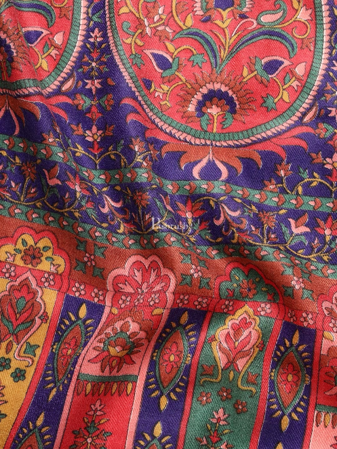 Pashtush India Mens Scarves Stoles and Mufflers Pashtush mens Extra Fine Wool shawl, Printed Palla design, Multicolour