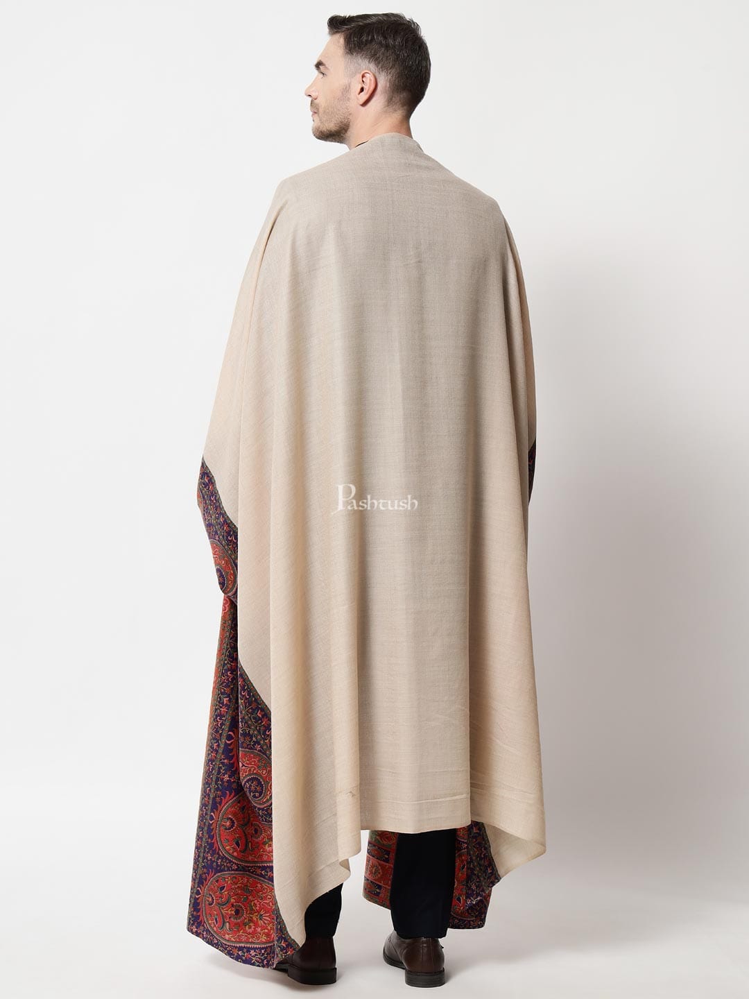 Pashtush India Mens Scarves Stoles and Mufflers Pashtush mens Extra Fine Wool shawl, Printed Palla design, Multicolour