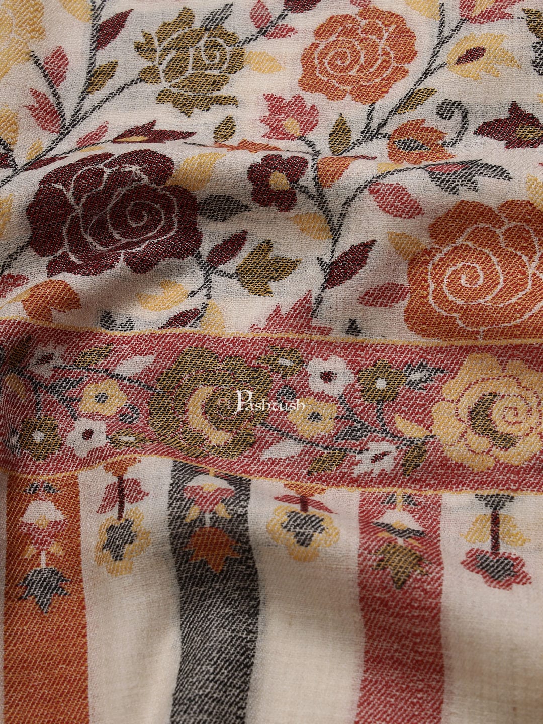 Pashtush India Mens Scarves Stoles and Mufflers Pashtush mens Extra Fine Wool stole, floral design, Multicolour