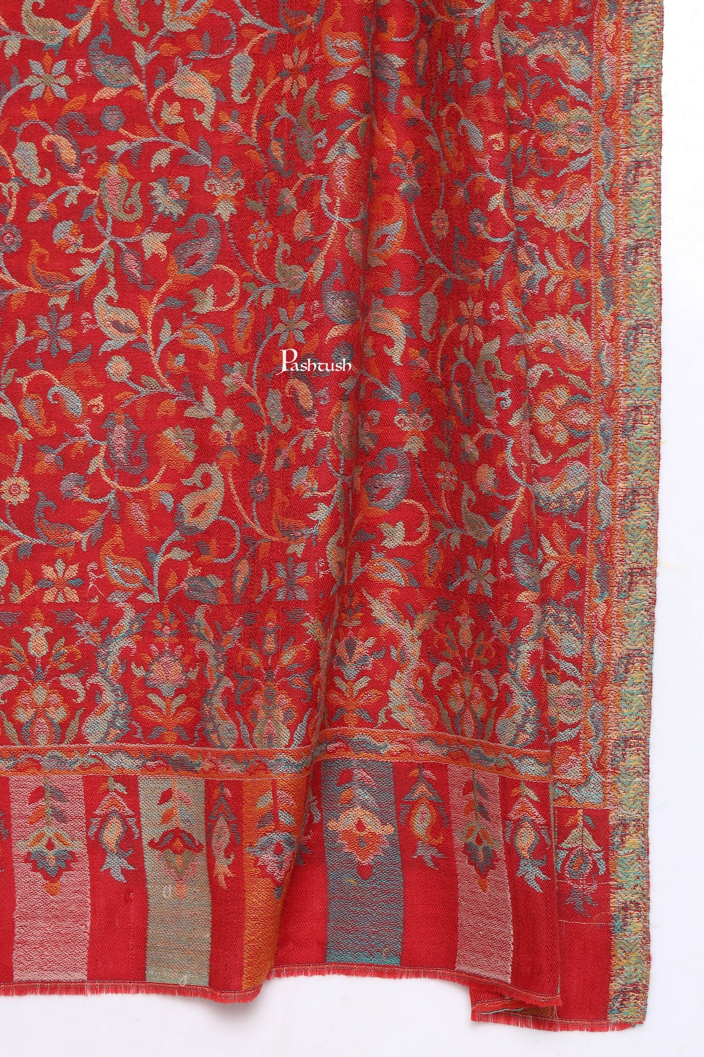 Pashtush India Mens Scarves Stoles and Mufflers Pashtush Mens Extra Fine Wool Stole, Paisley Design, Maroon