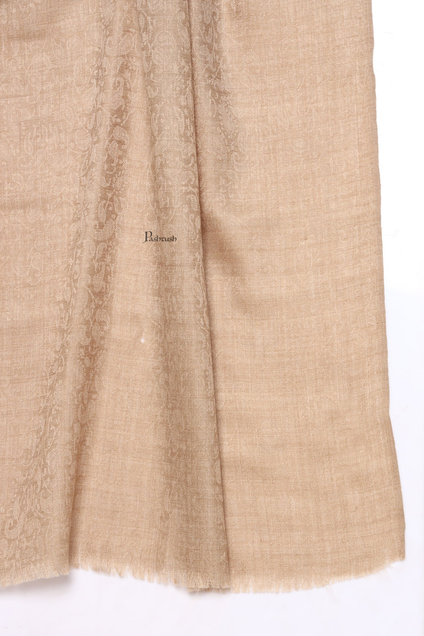 Pashtush India Mens Scarves Stoles and Mufflers Pashtush Mens Extra Fine Wool Stole, Paisley Weave Design, Taupe