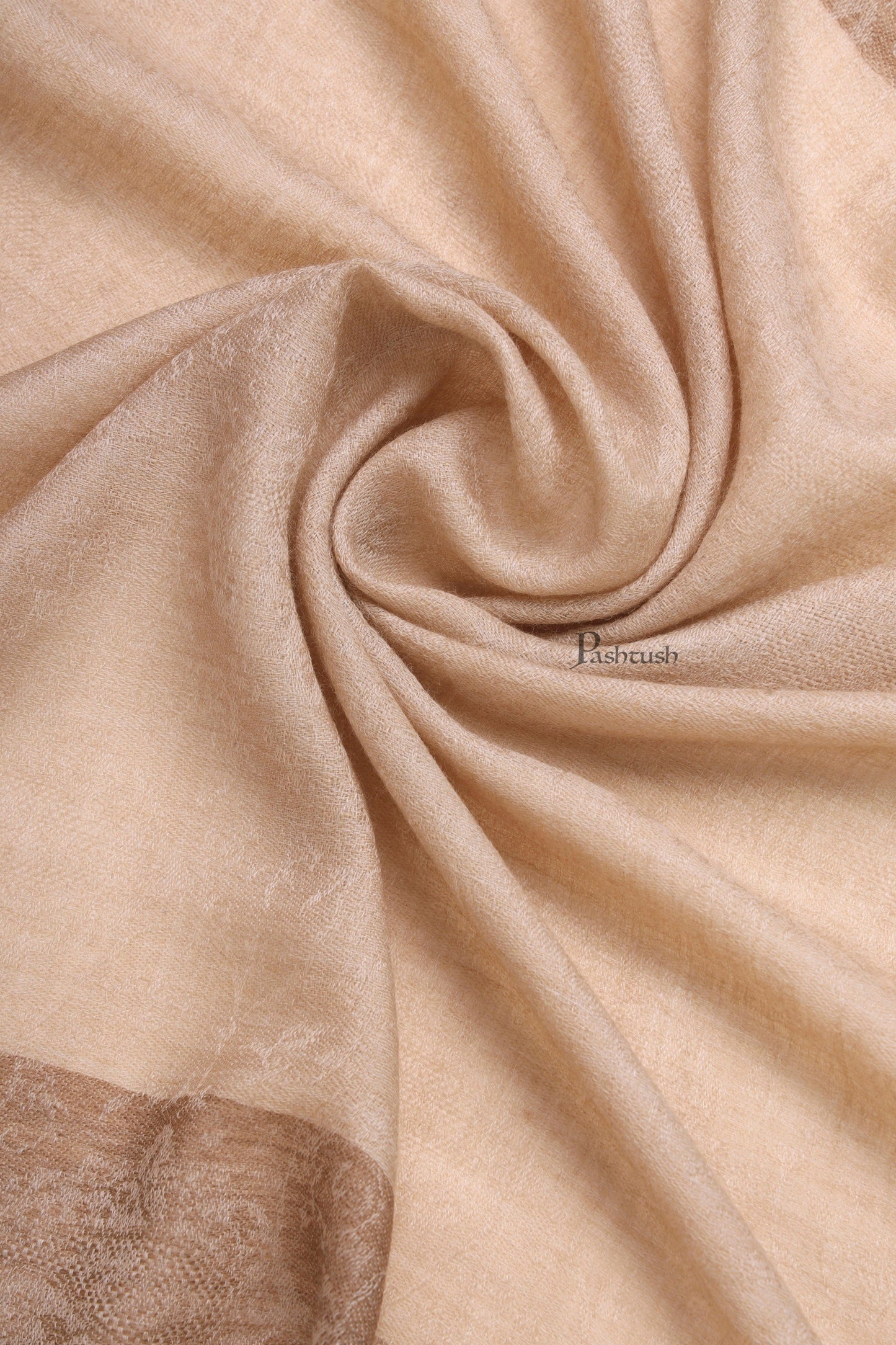 Pashtush India Mens Scarves Stoles and Mufflers Pashtush Mens Extra Fine Wool Stole, Self Jacquard Paisley Design, Beige
