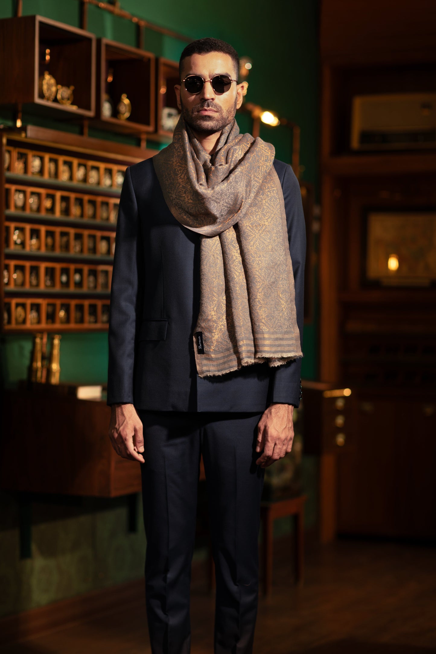 Pashtush India Mens Scarves Stoles and Mufflers Pashtush Mens Extra Fine Wool Stole, Twilight Collection Pasiley Weave Design, Multicolour