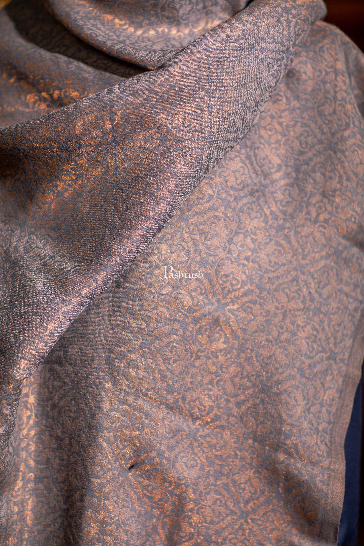 Pashtush India Mens Scarves Stoles and Mufflers Pashtush Mens Extra Fine Wool Stole, Twilight Collection Pasiley Weave Design, Multicolour