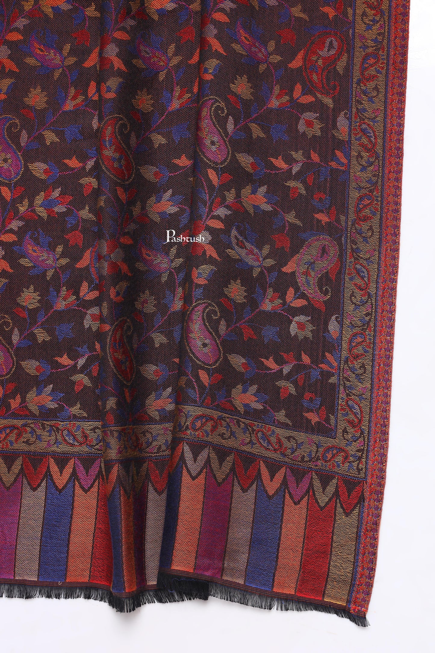 Pashtush India Mens Scarves Stoles and Mufflers Pashtush Mens Extra Soft Bamboo Stole, Paisley Weave Design, Blue