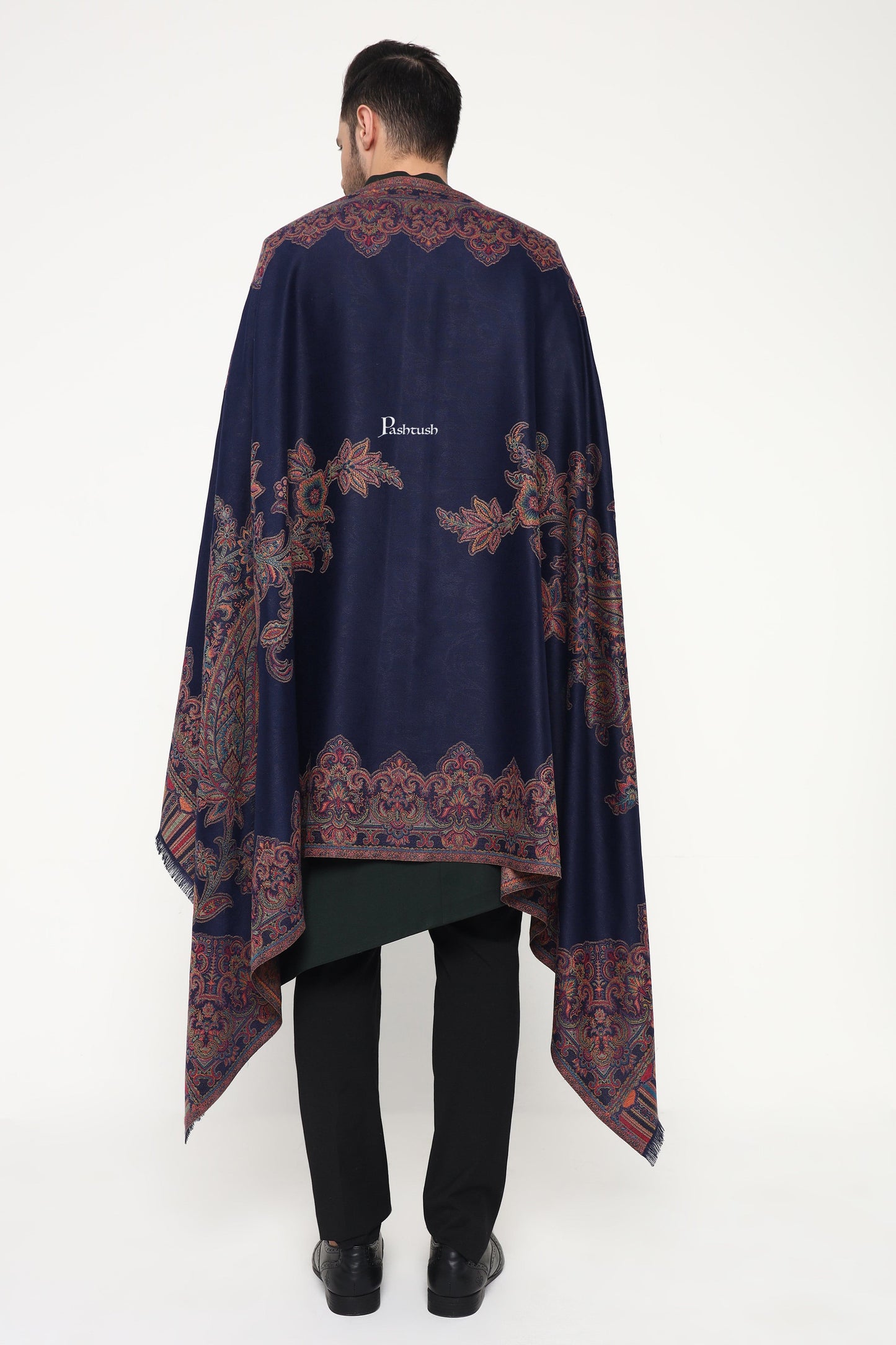 Pashtush India Mens Scarves Stoles and Mufflers Pashtush Mens Faux Pashmina Stole, Ambi Design, Blue