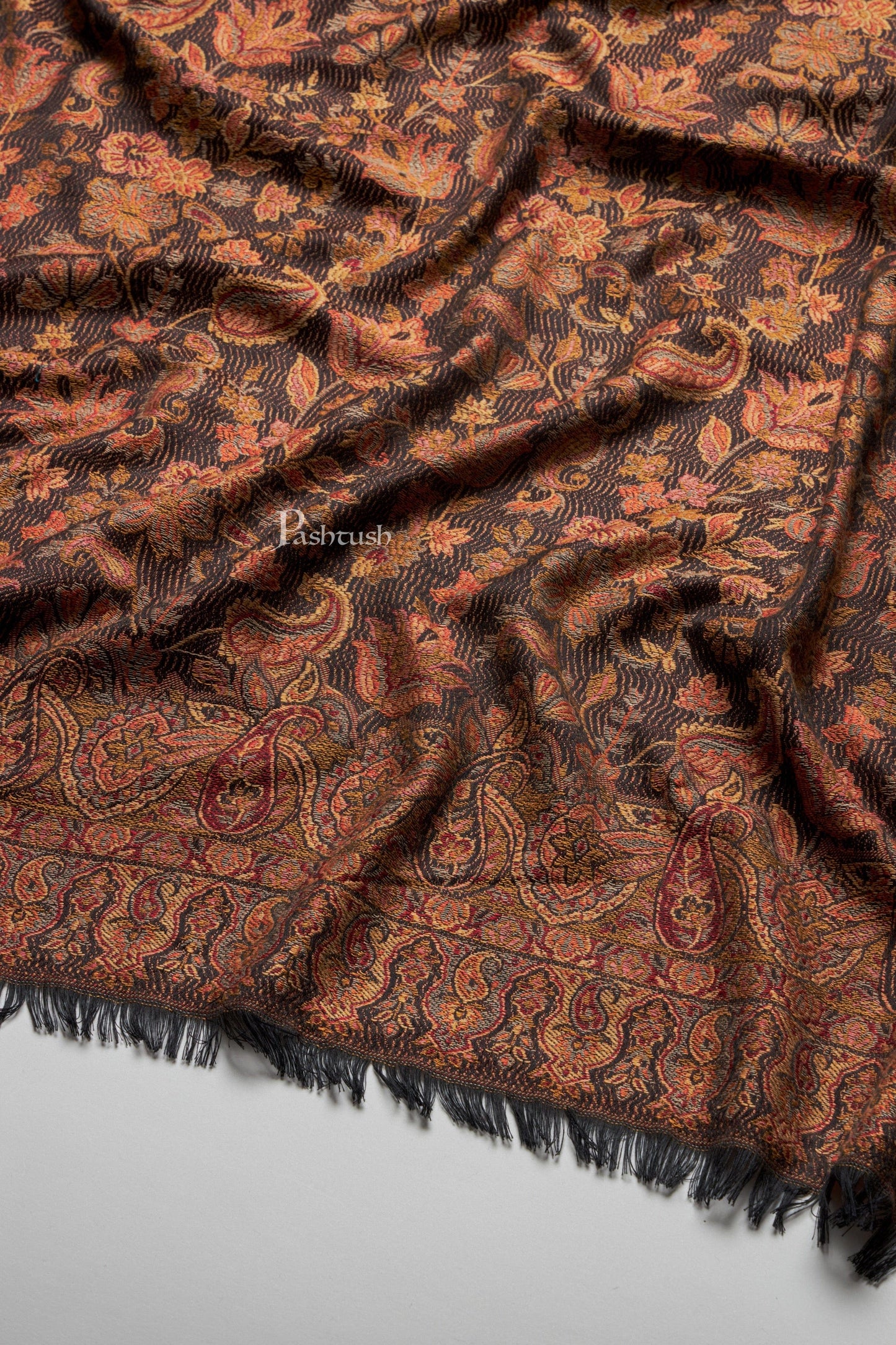 Pashtush India Mens Scarves Stoles and Mufflers Pashtush Mens Faux Pashmina Stole, Design, Black