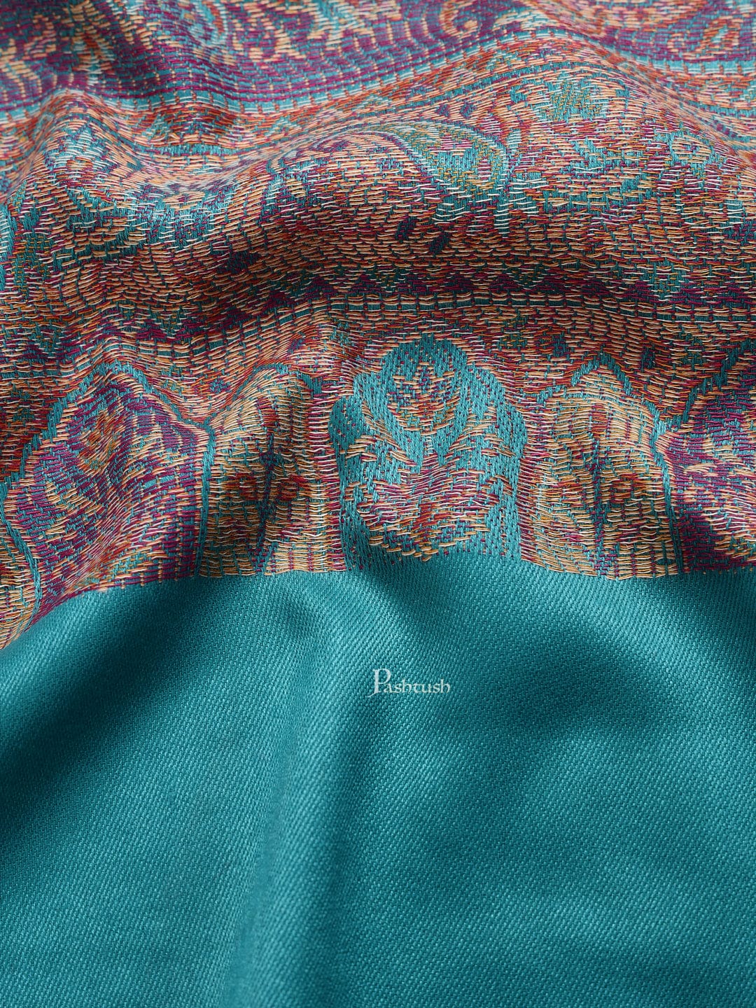 Pashtush India Mens Scarves Stoles and Mufflers Pashtush mens Faux Pashmina stole, jacquard design, Blue