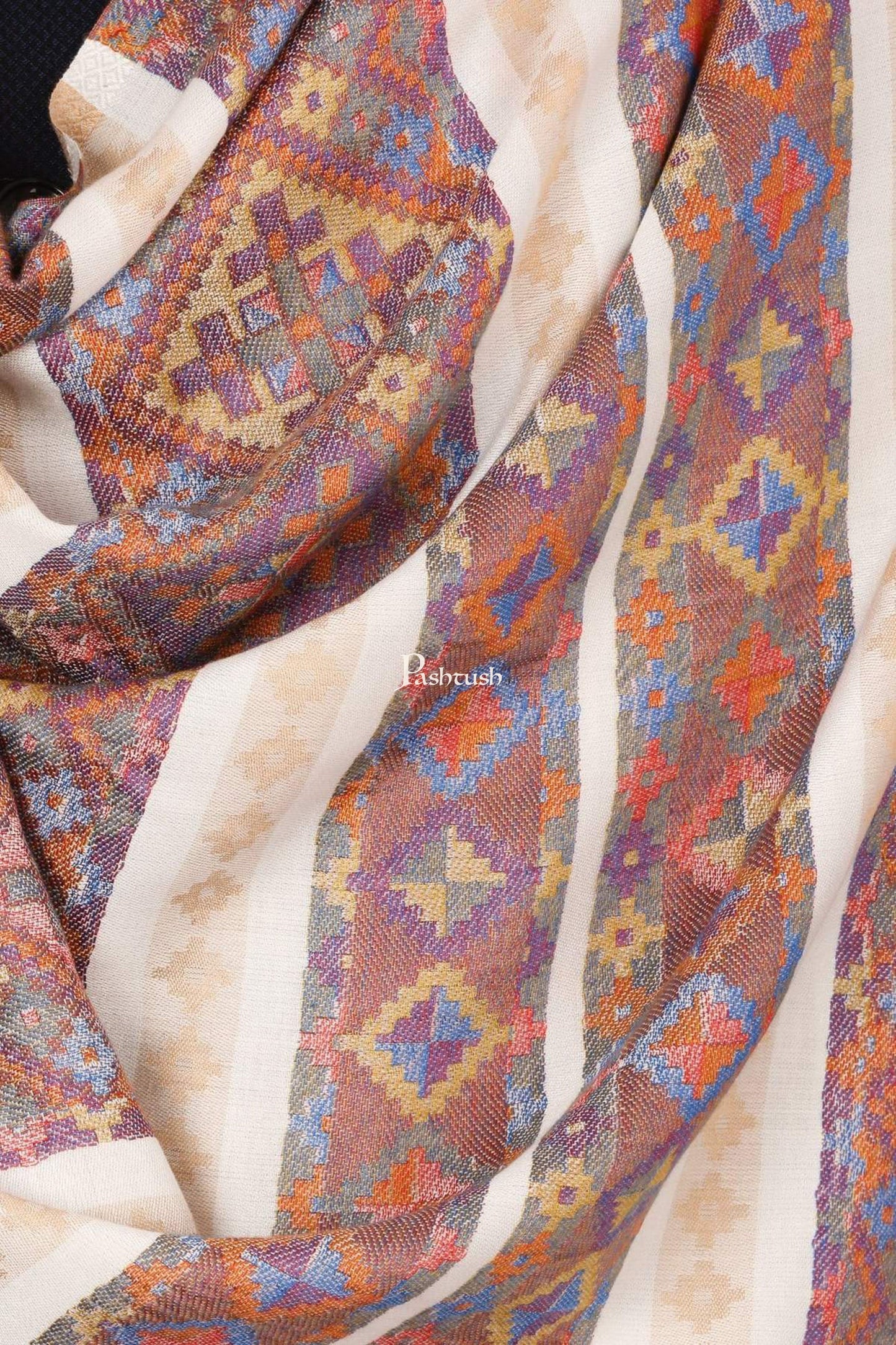 Pashtush India Mens Scarves Stoles and Mufflers Pashtush Mens Fine Bamboo Soft Ethnic Stole - Beige
