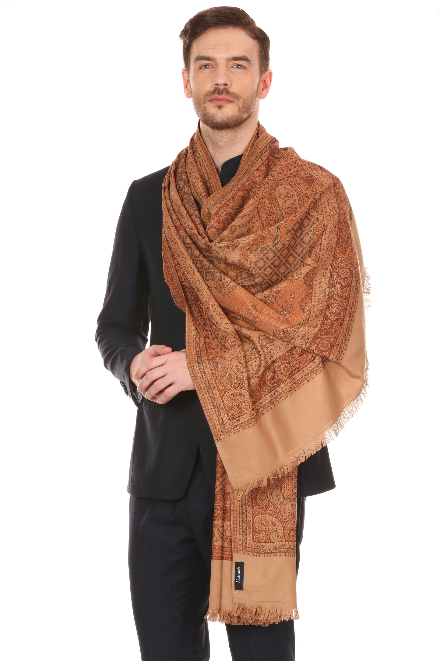Pashtush India 70x200 Pashtush Mens fine Soft Ethnic Stole