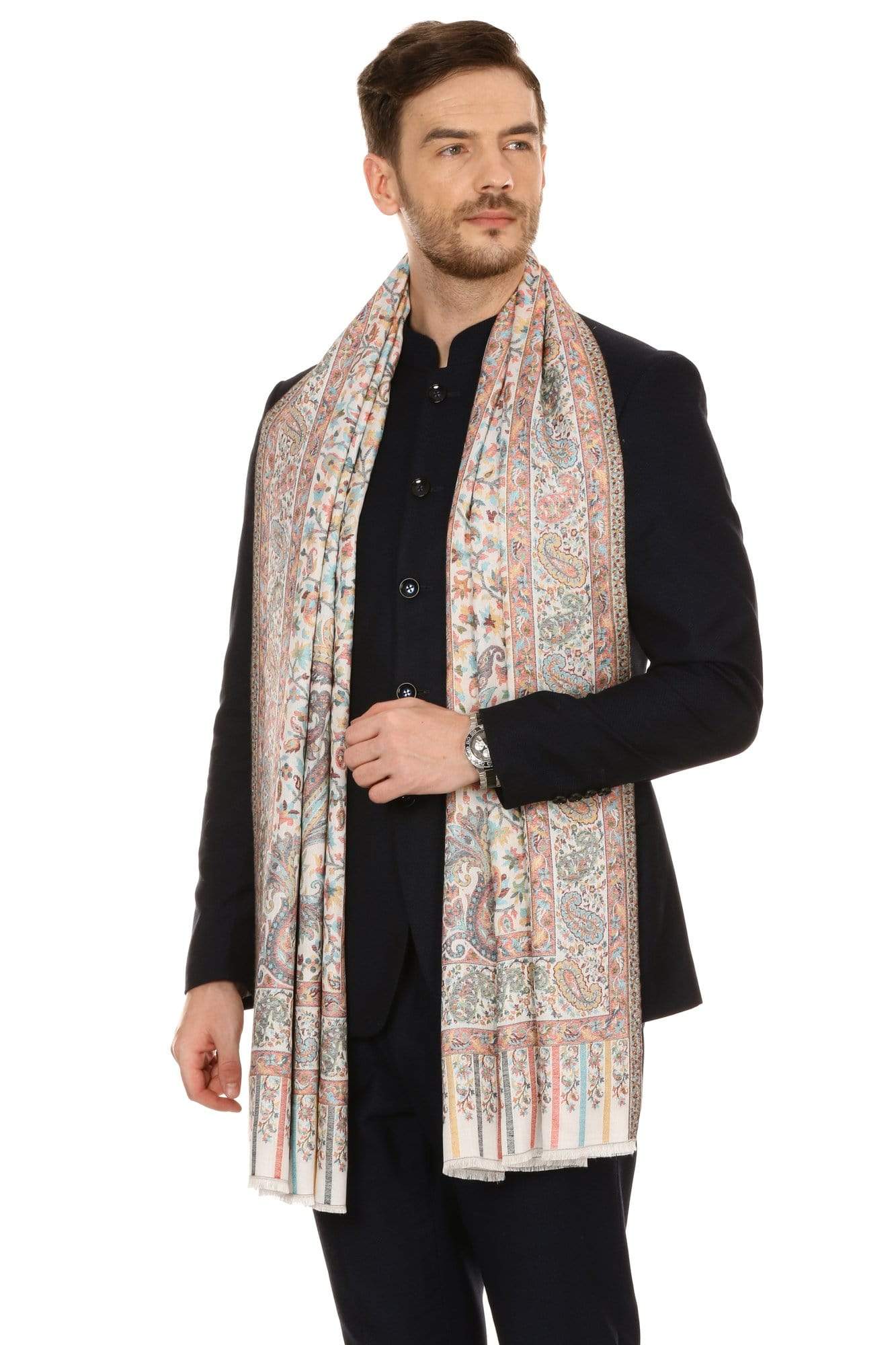 Pashtush India 70x200 Pashtush Mens fine Soft Ethnic Stole