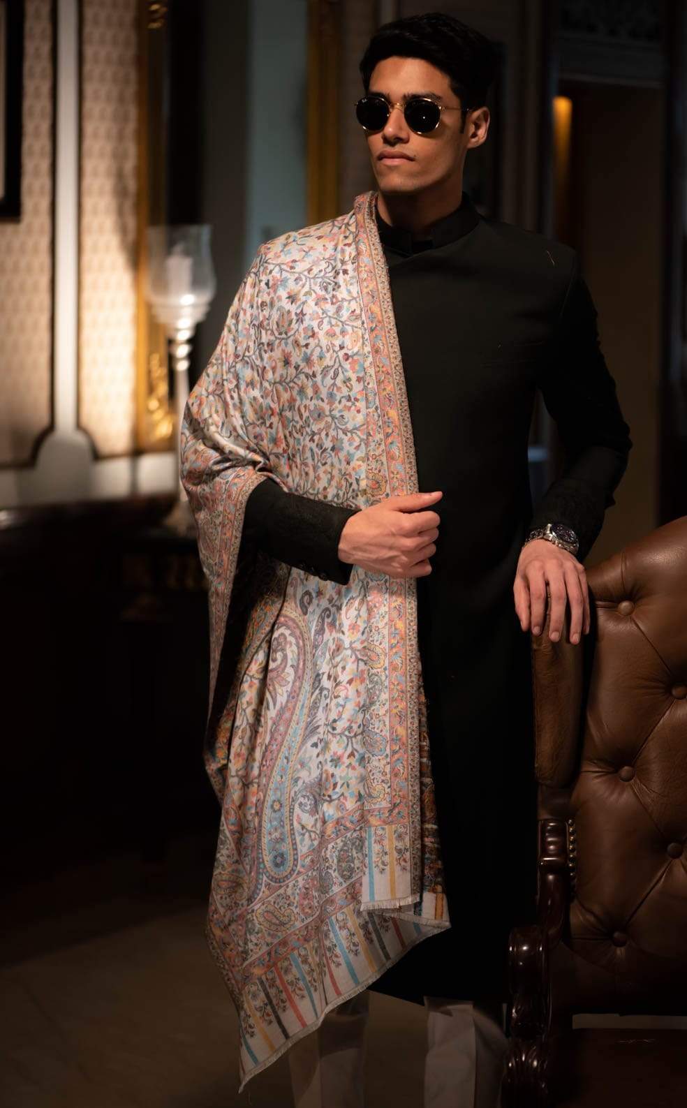 Pashtush India 70x200 Pashtush Mens fine Soft Ethnic Stole