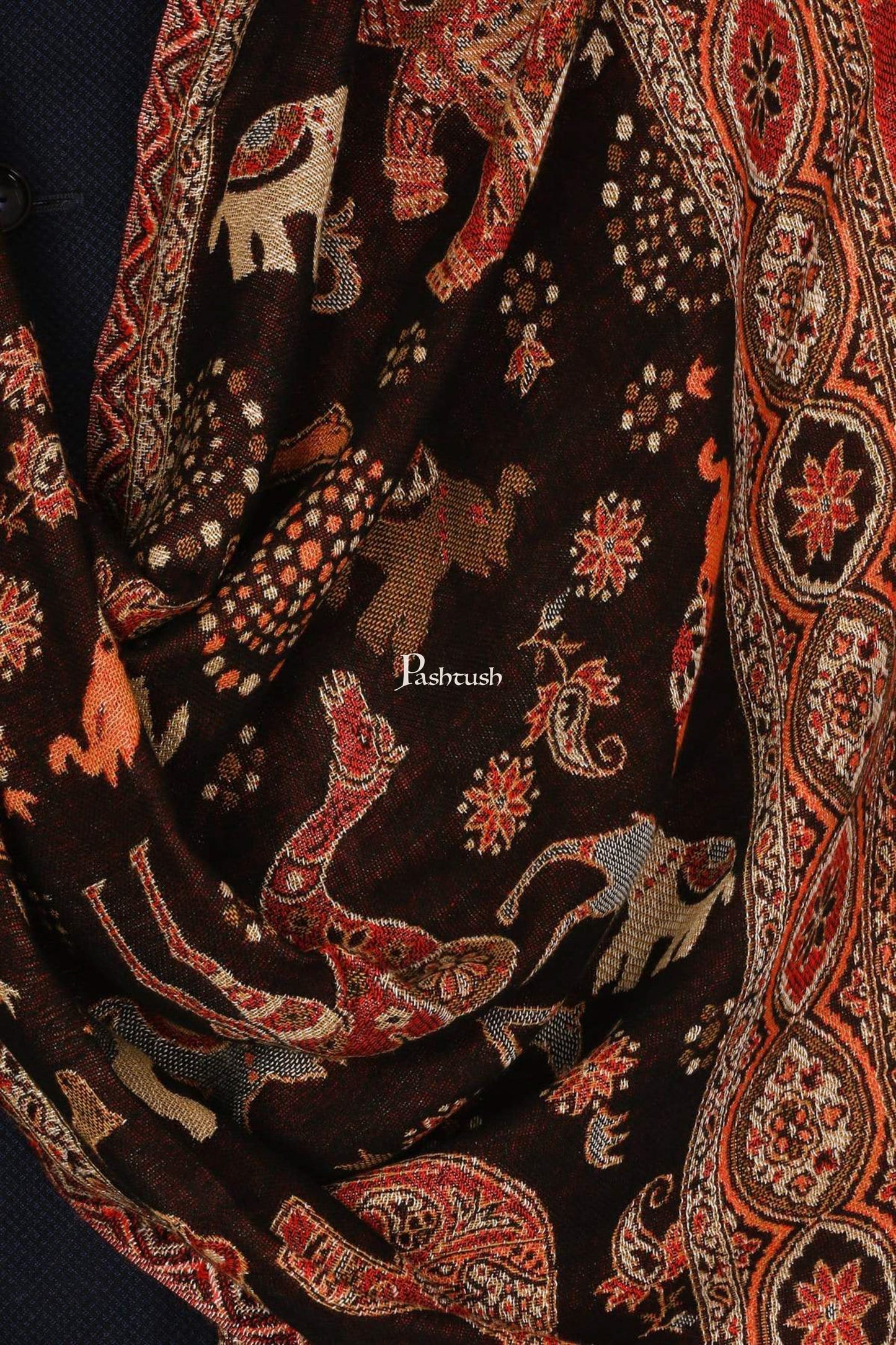 Pashtush India Mens Scarves Stoles and Mufflers Pashtush Mens Fine Soft Ethnic Stole - Brown