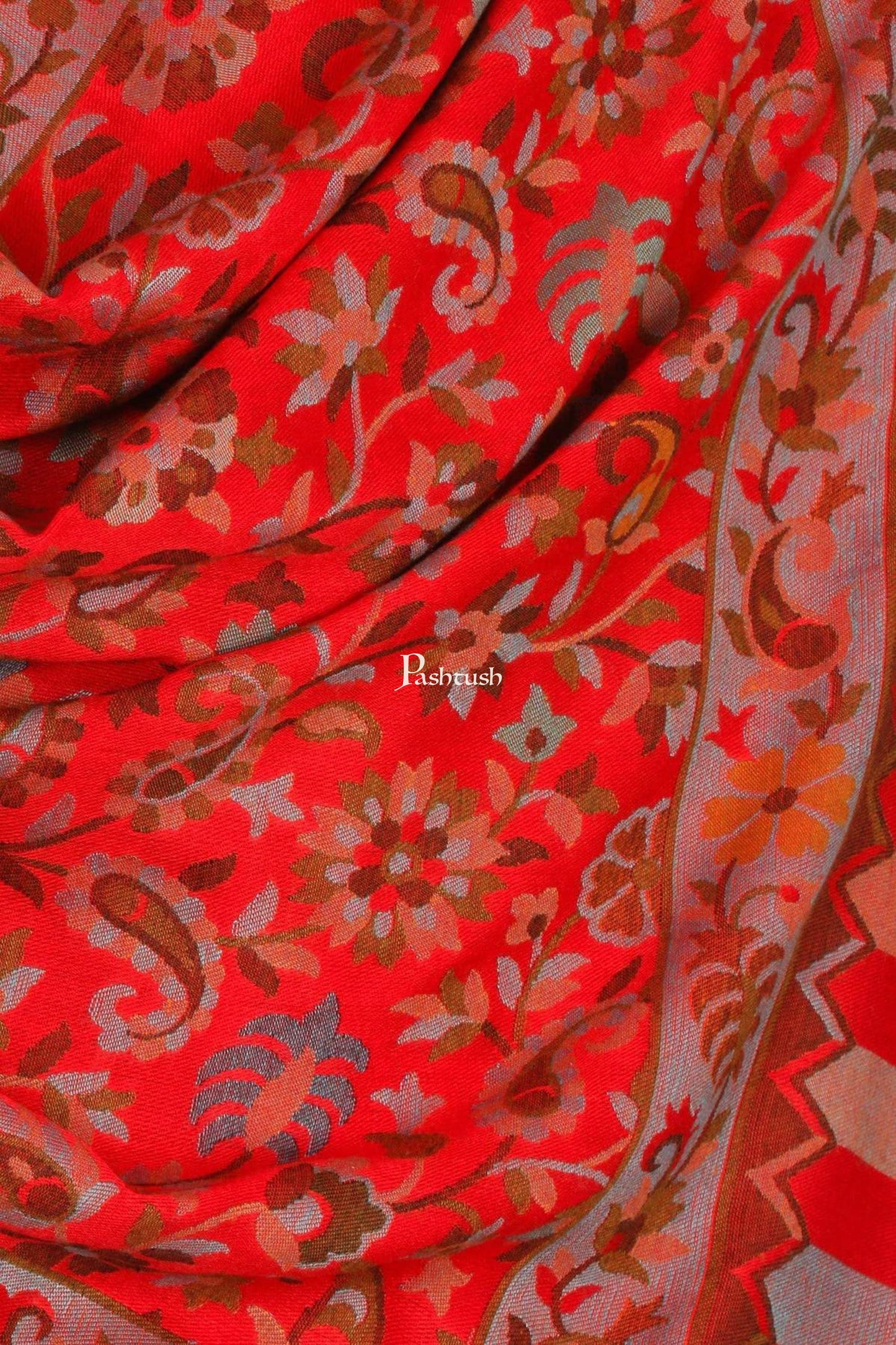 Pashtush India Mens Scarves Stoles and Mufflers Pashtush Mens Fine Soft Ethnic Stole - Red