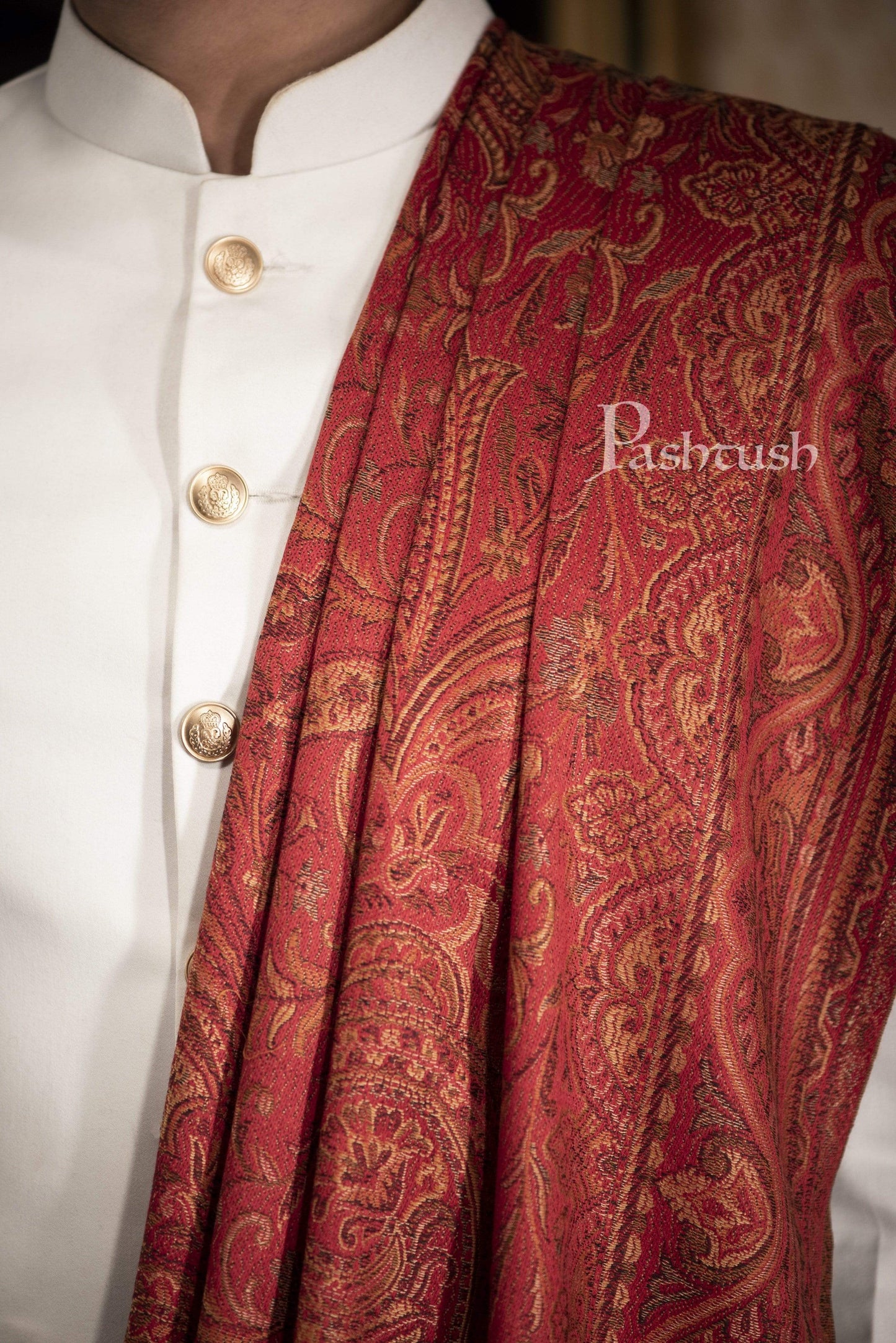 Pashtush India 100x200 Pashtush Mens fine Soft Ethnic Stole, Reversible