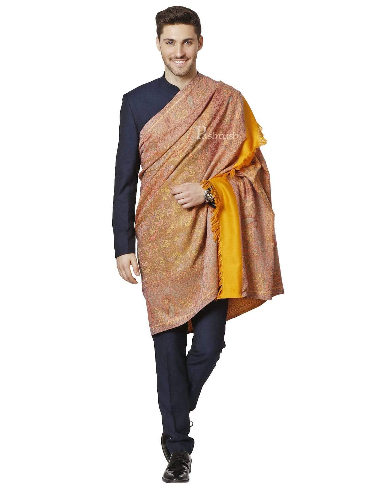 Pashtush India 100x200 Pashtush Mens Fine Soft Ethnic Stole, Reversible
