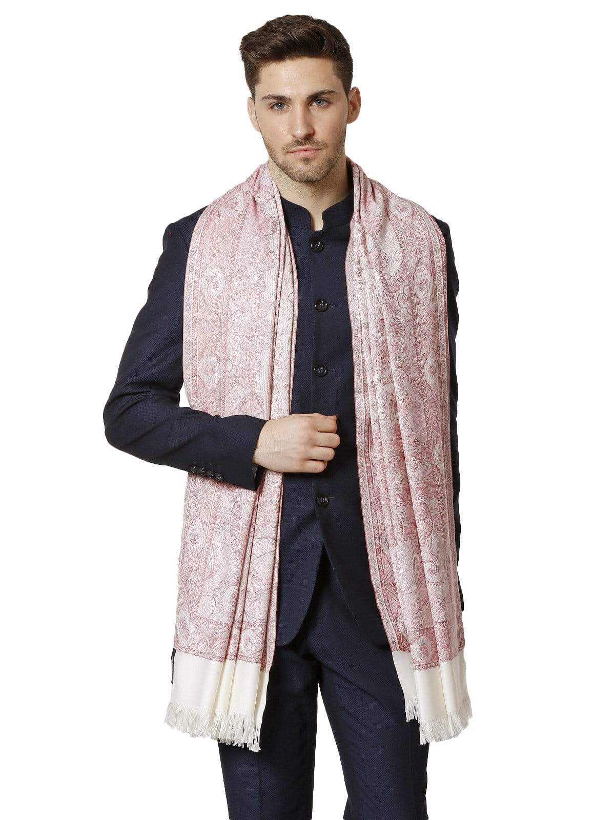 Pashtush India 100x200 PASHTUSH MENS FINE SOFT ETHNIC STOLE, REVERSIBLE