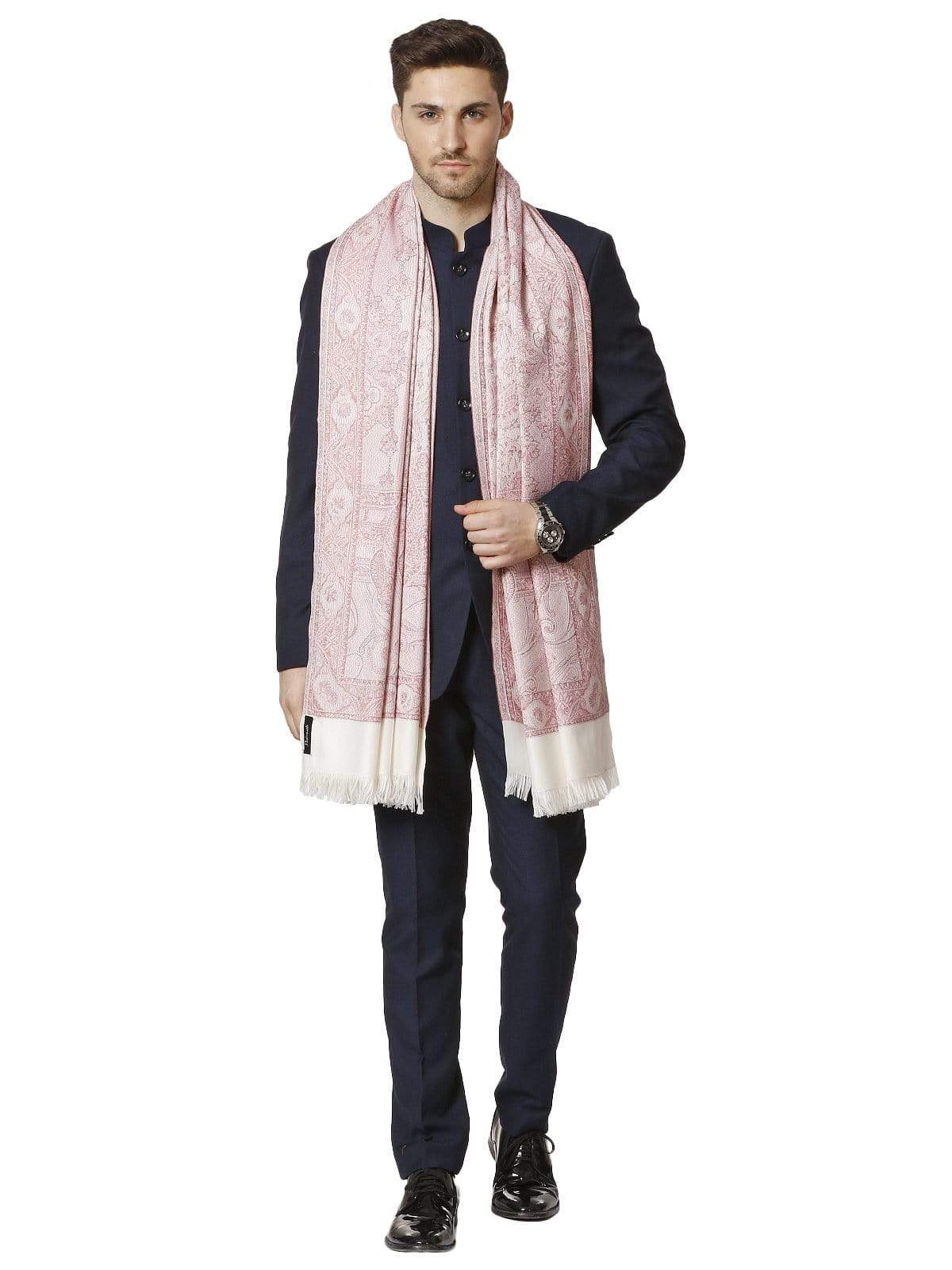 Pashtush India 100x200 PASHTUSH MENS FINE SOFT ETHNIC STOLE, REVERSIBLE