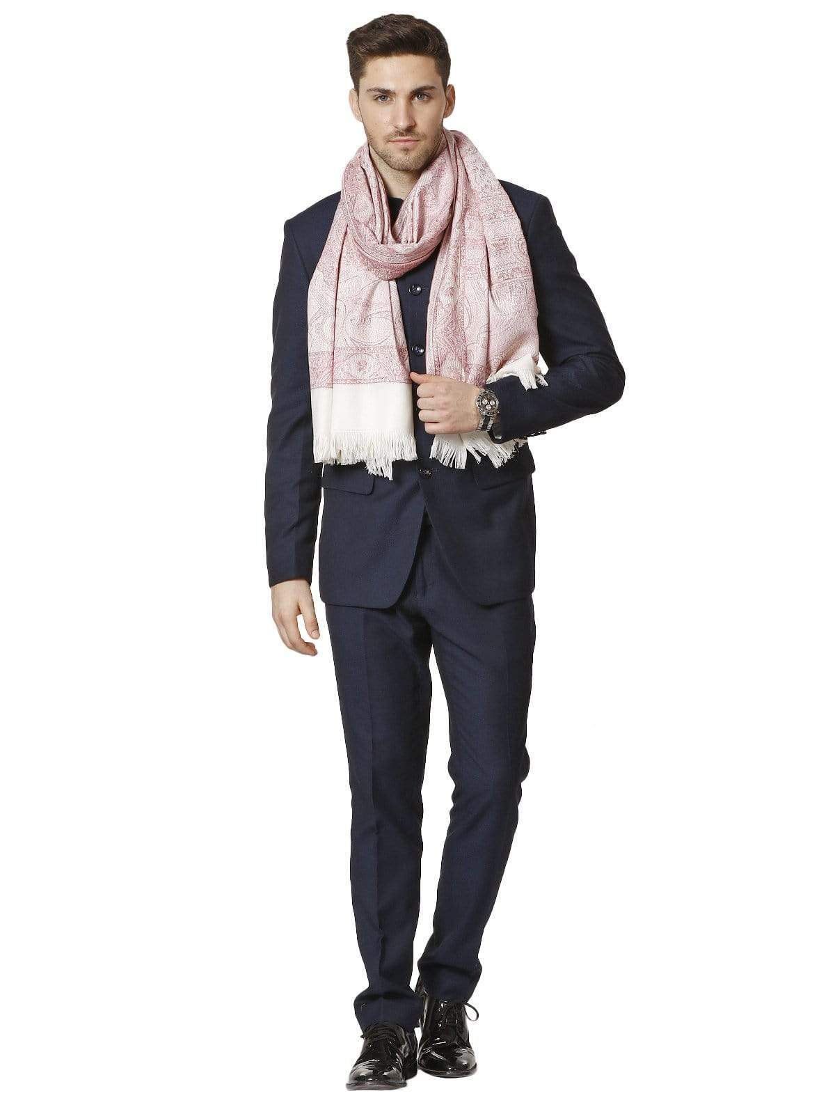 Pashtush India 100x200 PASHTUSH MENS FINE SOFT ETHNIC STOLE, REVERSIBLE